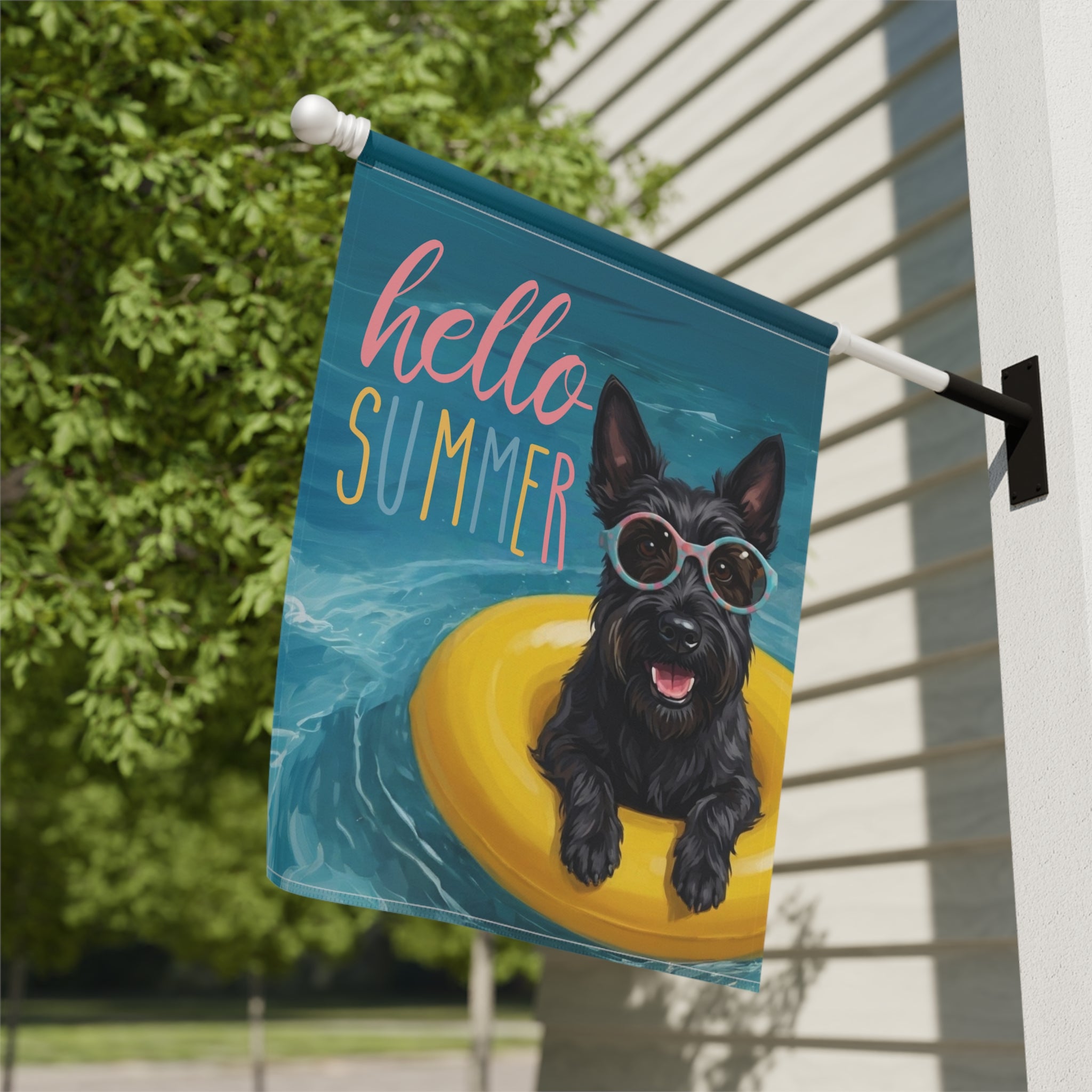 Hello Summer Scottish Terrier Garden Flag
