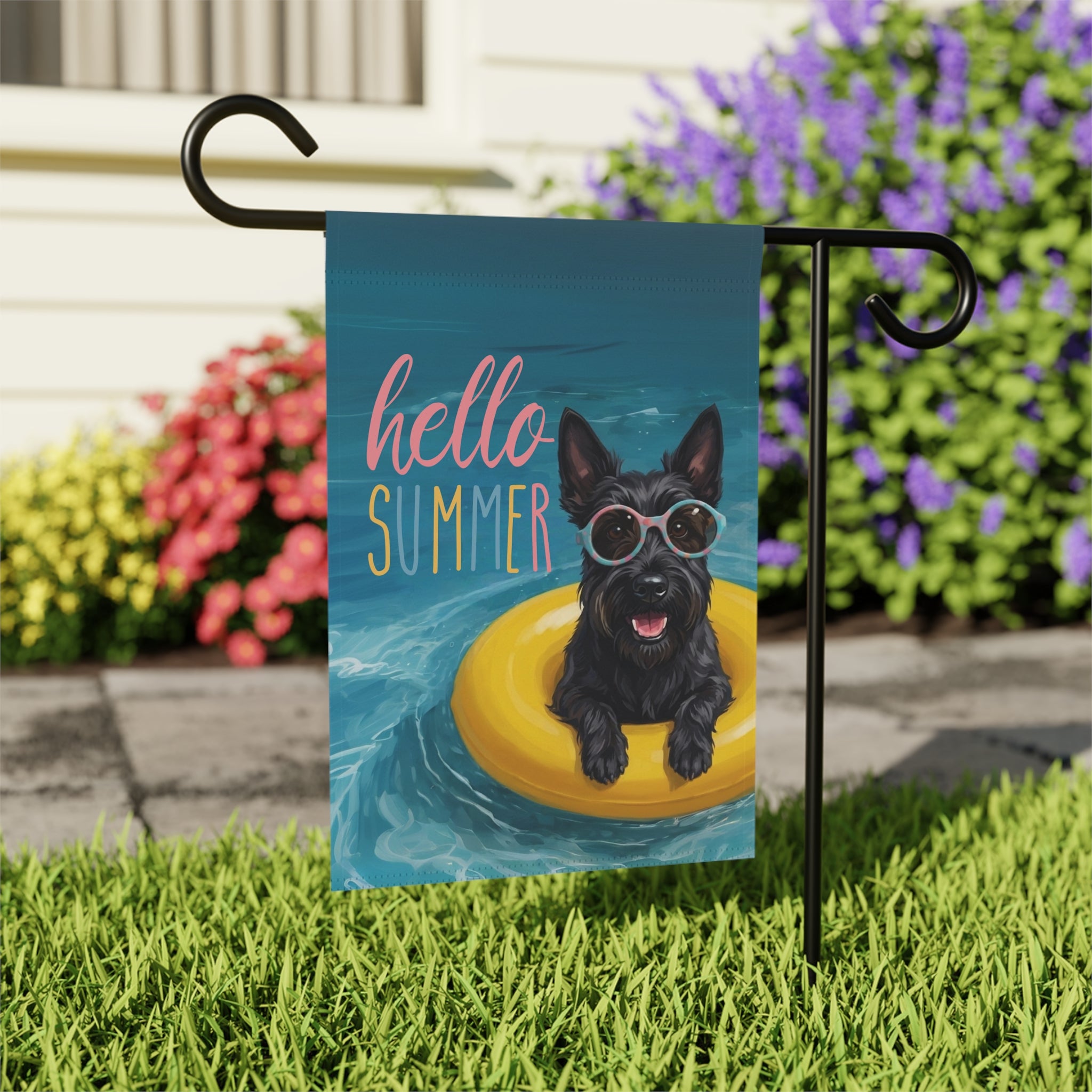 Hello Summer Scottish Terrier Garden Flag