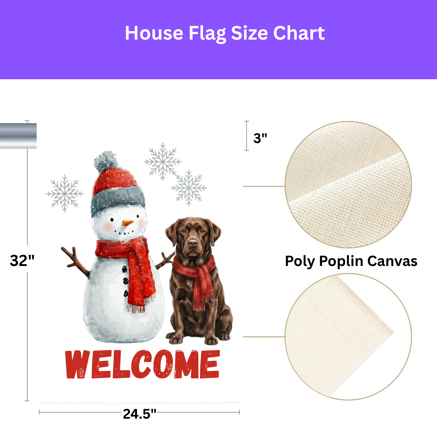 Snowman and Chocolate Labrador Retriever Welcome Garden Flag