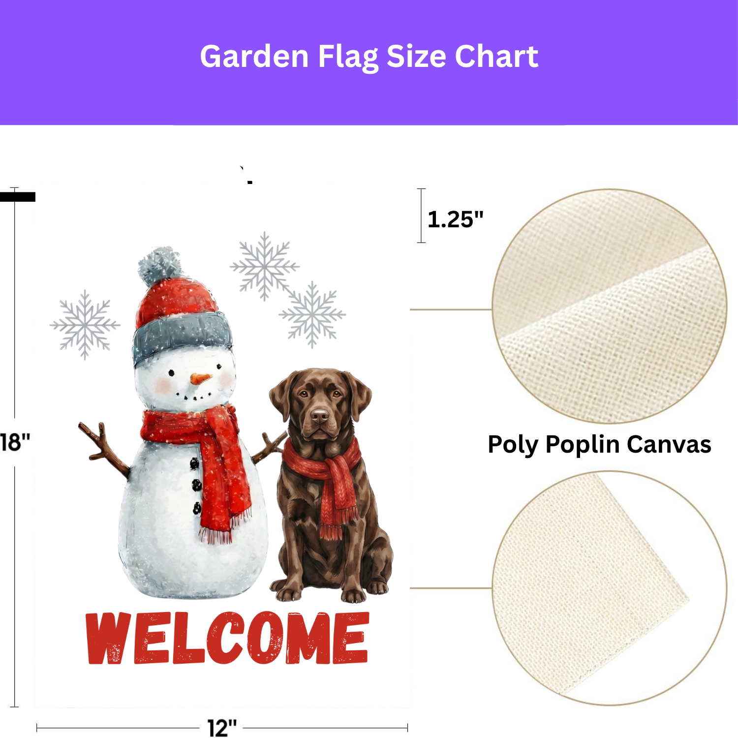 Snowman and Chocolate Labrador Retriever Welcome Garden Flag