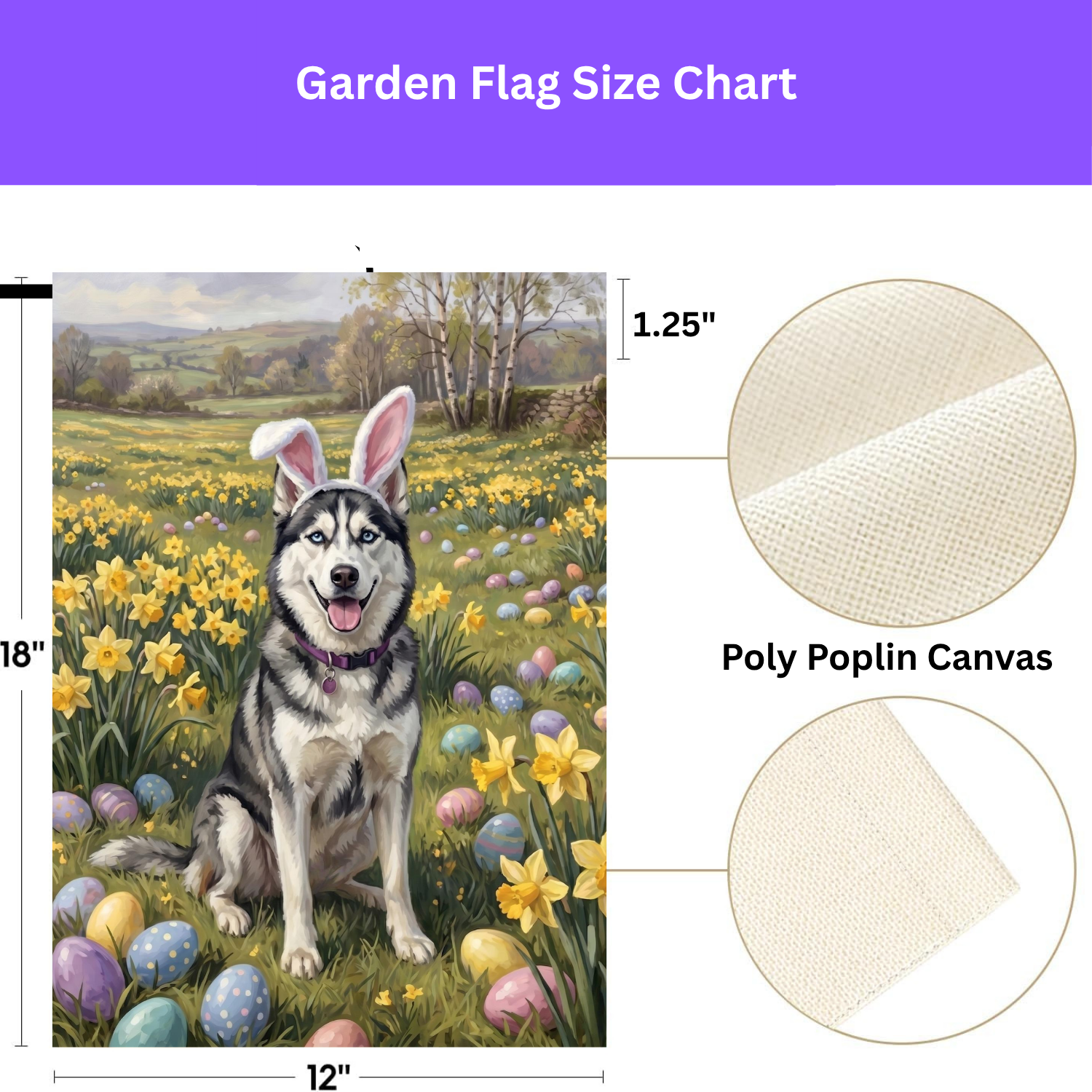 Pink Bunny Ears Siberian Husky Easter Garden Flag