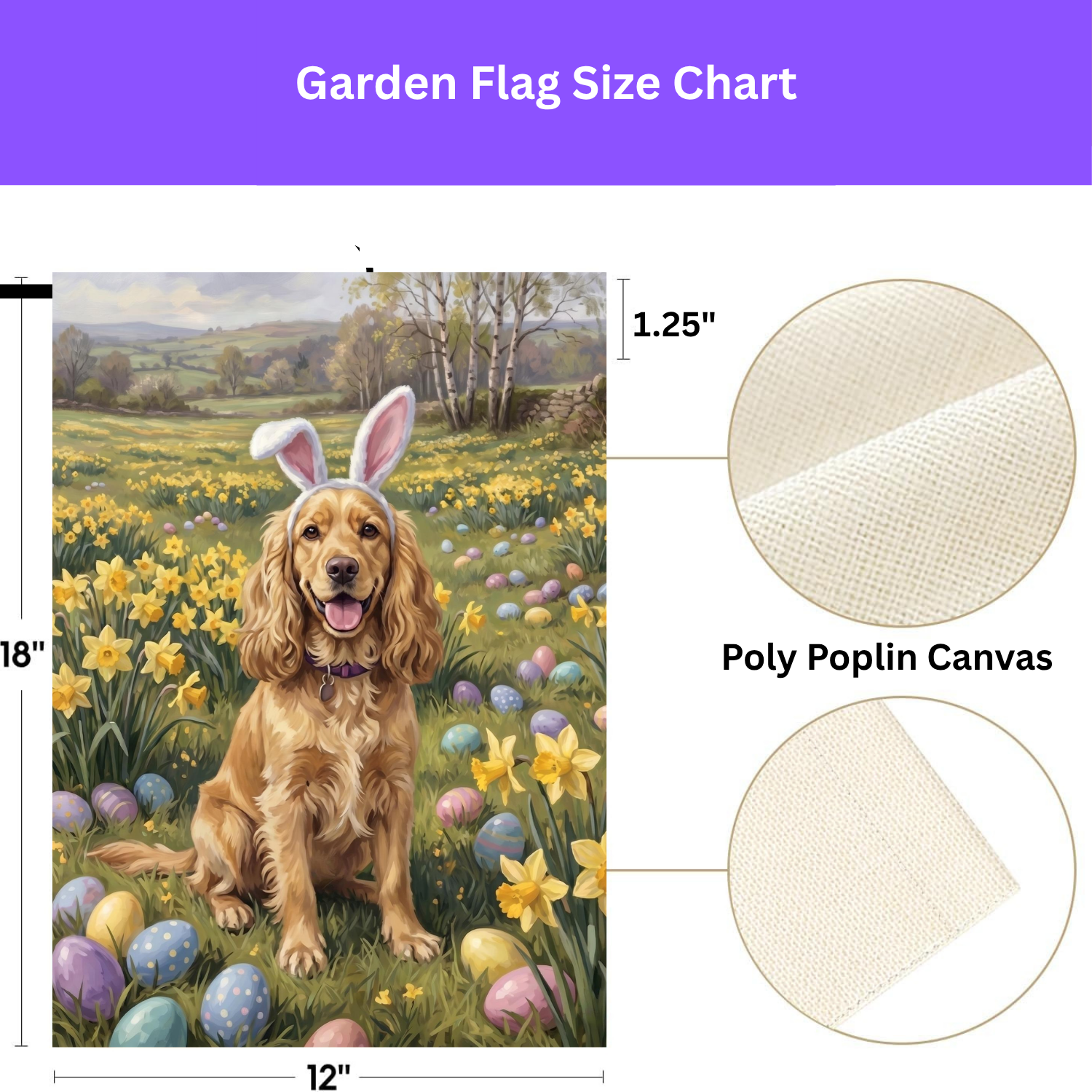 Pink Bunny Ears Golden Cocker Spaniel Easter Garden Flag
