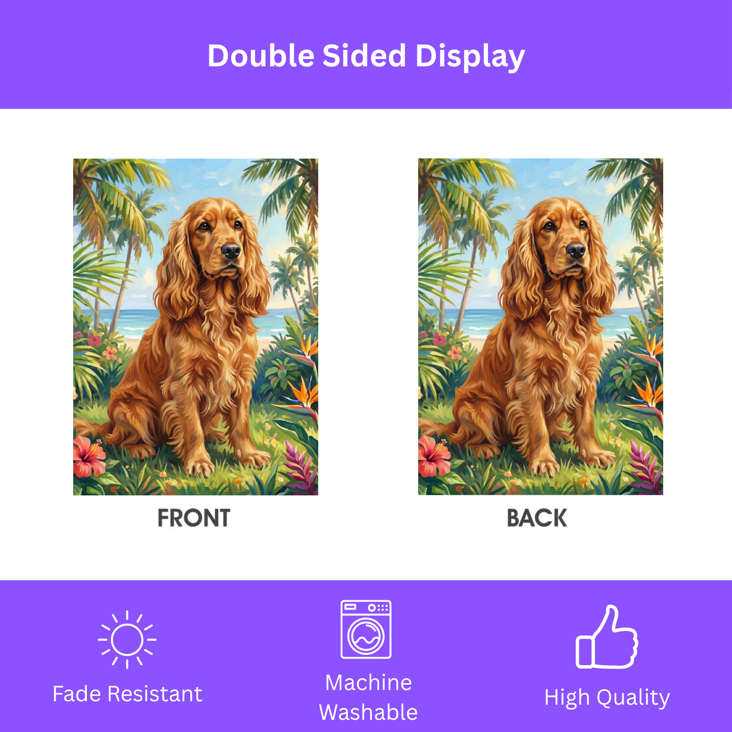 Palm Tree Summer Golden Cocker Spaniel Garden Flag