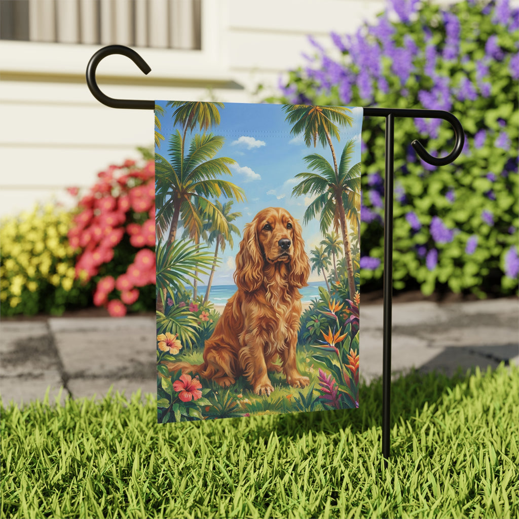 Palm Tree Summer Golden Cocker Spaniel Garden Flag