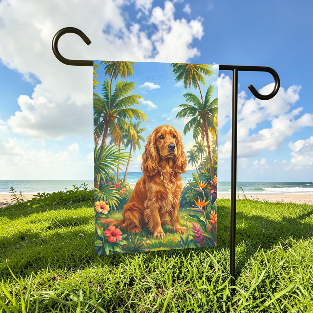 Palm Tree Summer Golden Cocker Spaniel Garden Flag