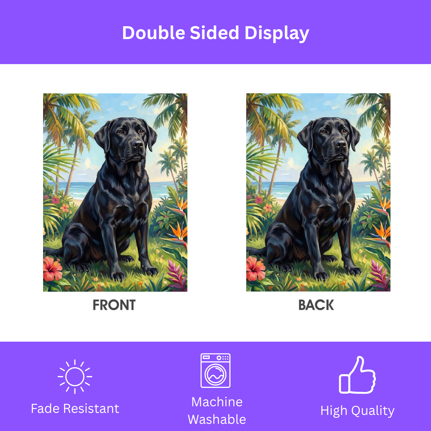 Palm Tree Summer Black Labrador Garden Flag