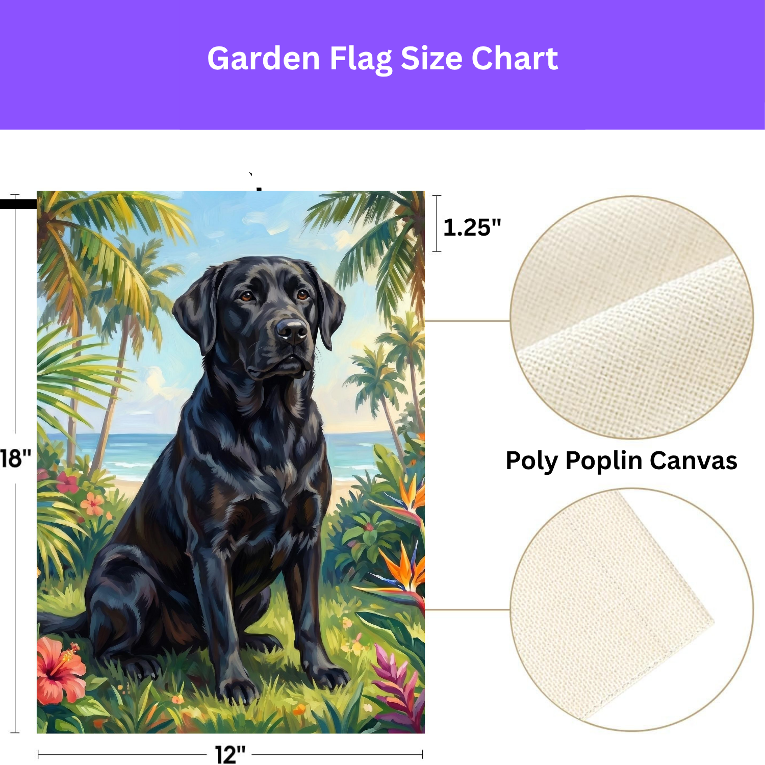 Palm Tree Summer Black Labrador Garden Flag