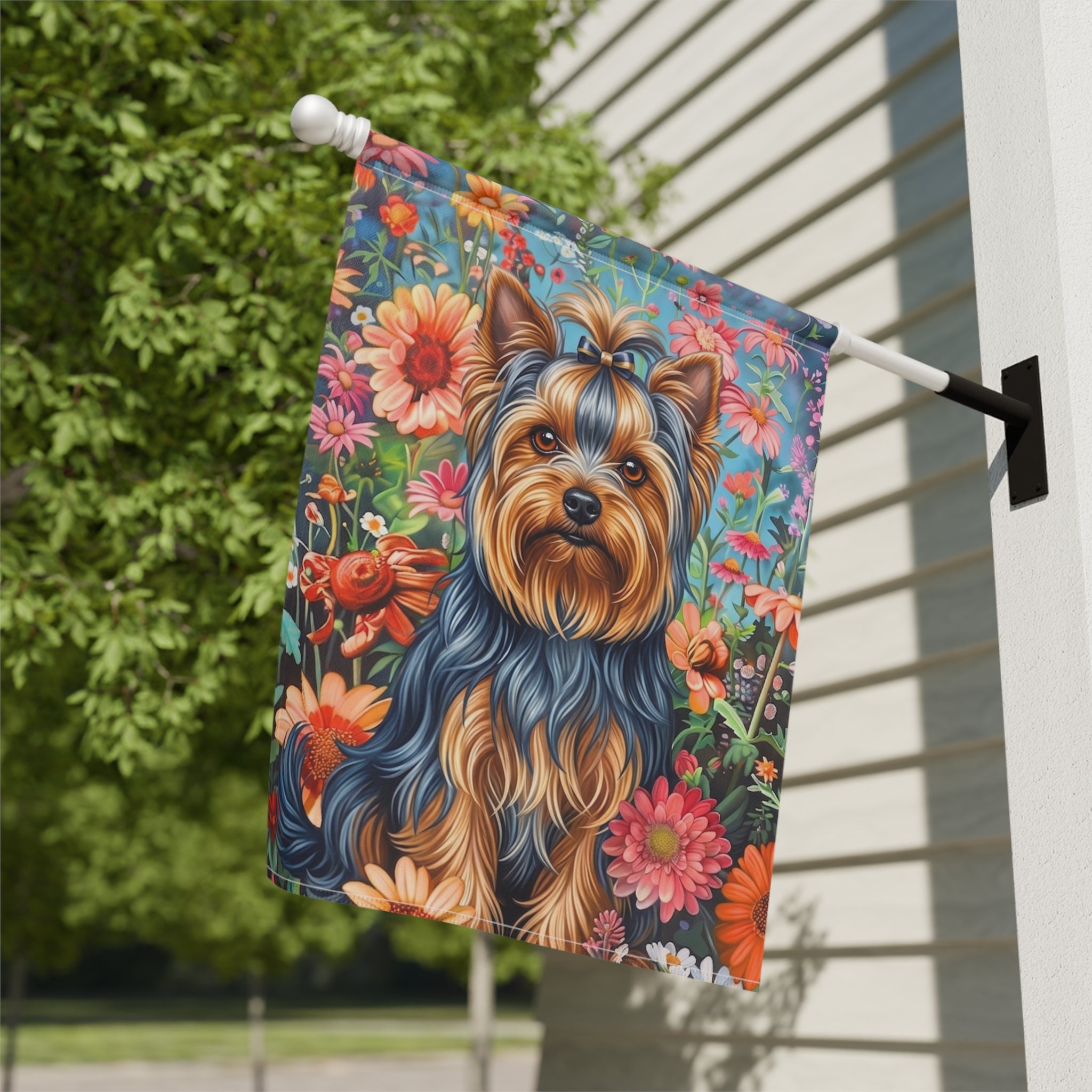 Flower Garden Yorkshire Terrier Garden Flag