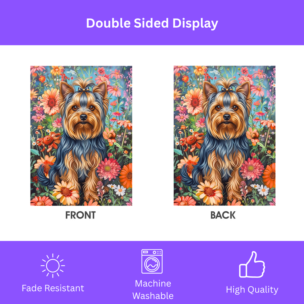 Flower Garden Yorkshire Terrier Garden Flag