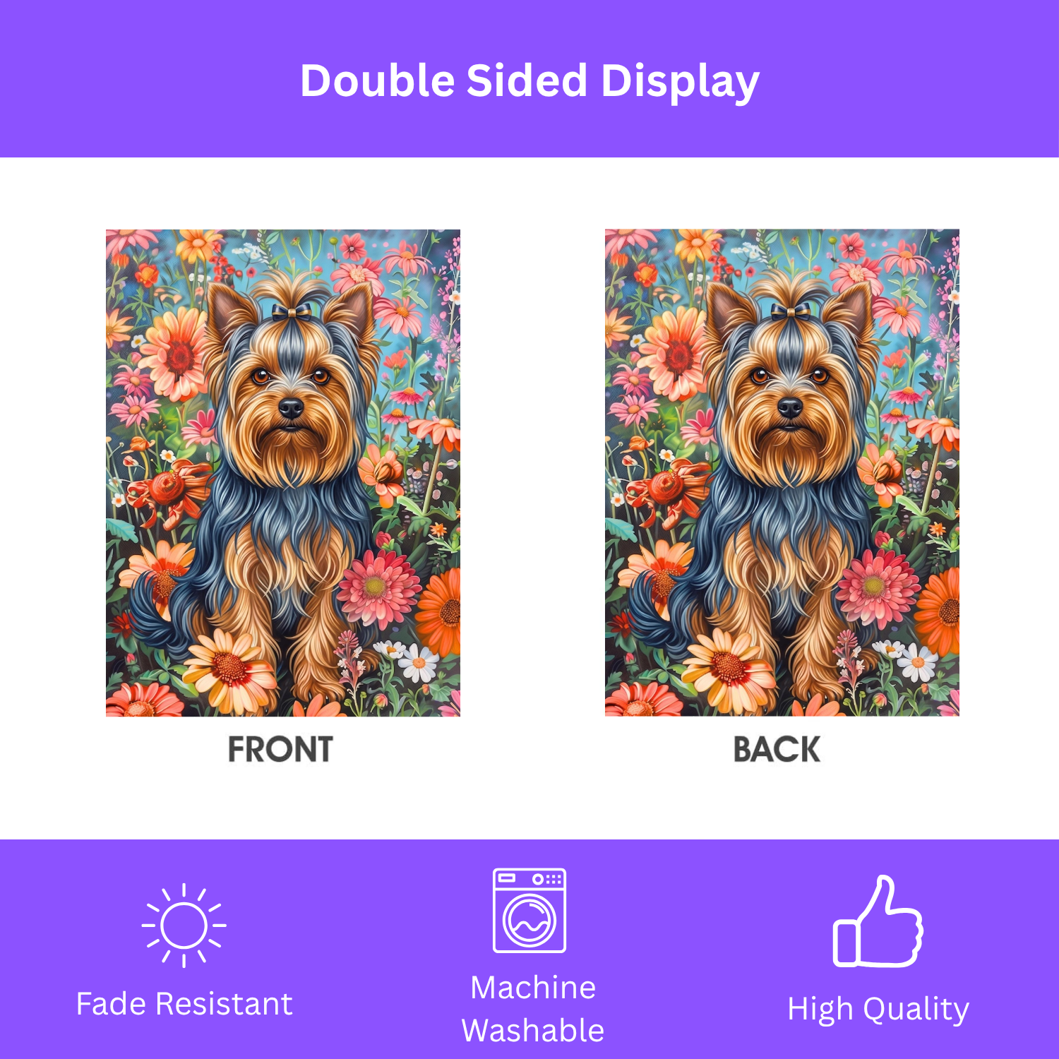 Flower Garden Yorkshire Terrier Garden Flag
