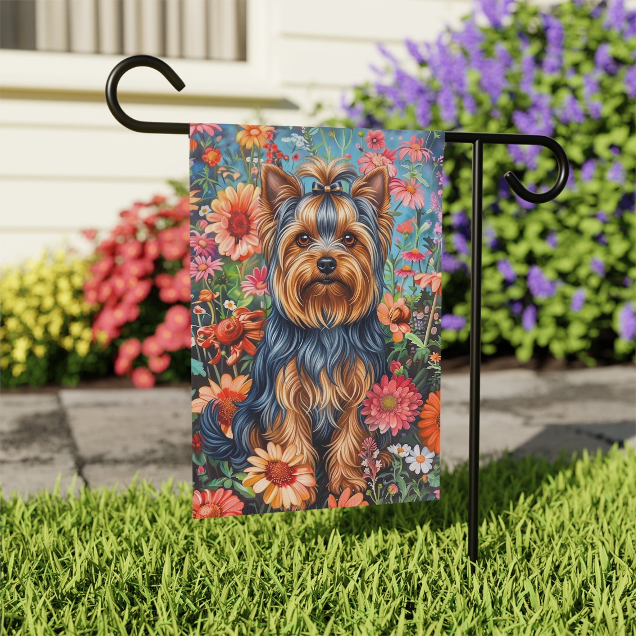 Flower Garden Yorkshire Terrier Garden Flag