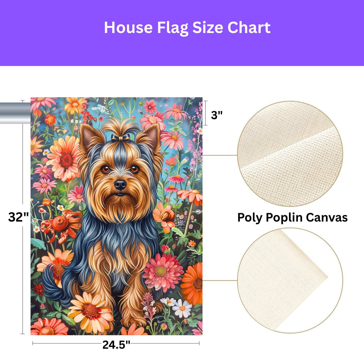 Flower Garden Yorkshire Terrier Garden Flag