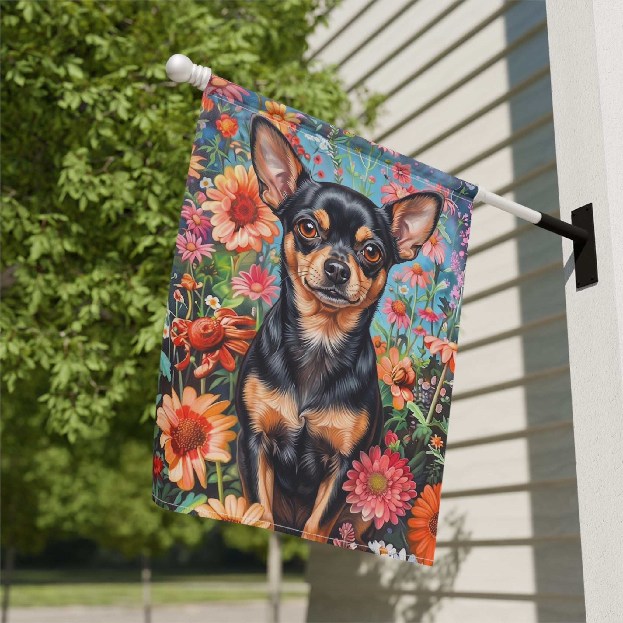 Flower Garden Short Hair Chihuahua Garden Flag