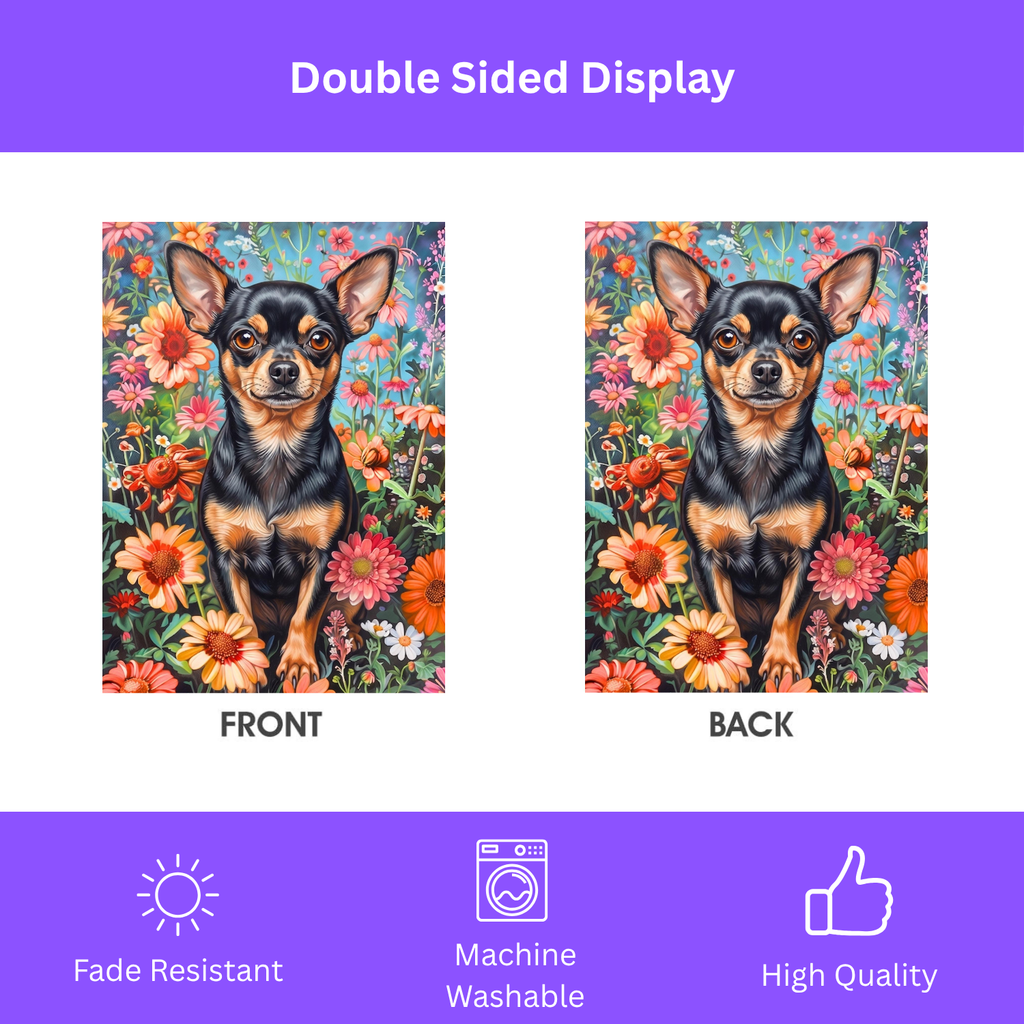 Flower Garden Short Hair Chihuahua Garden Flag