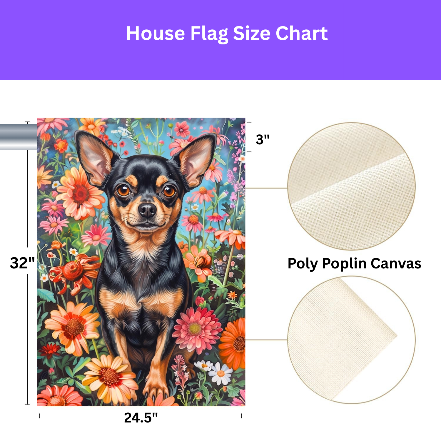 Flower Garden Short Hair Chihuahua Garden Flag