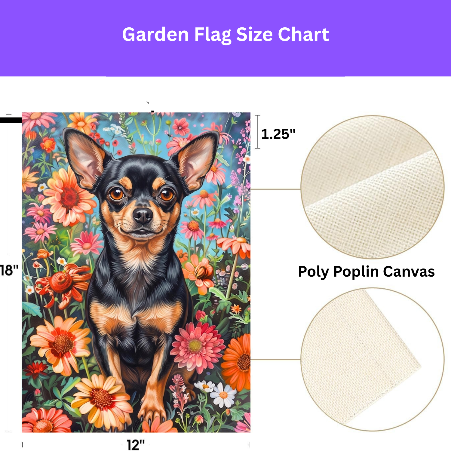 Flower Garden Short Hair Chihuahua Garden Flag