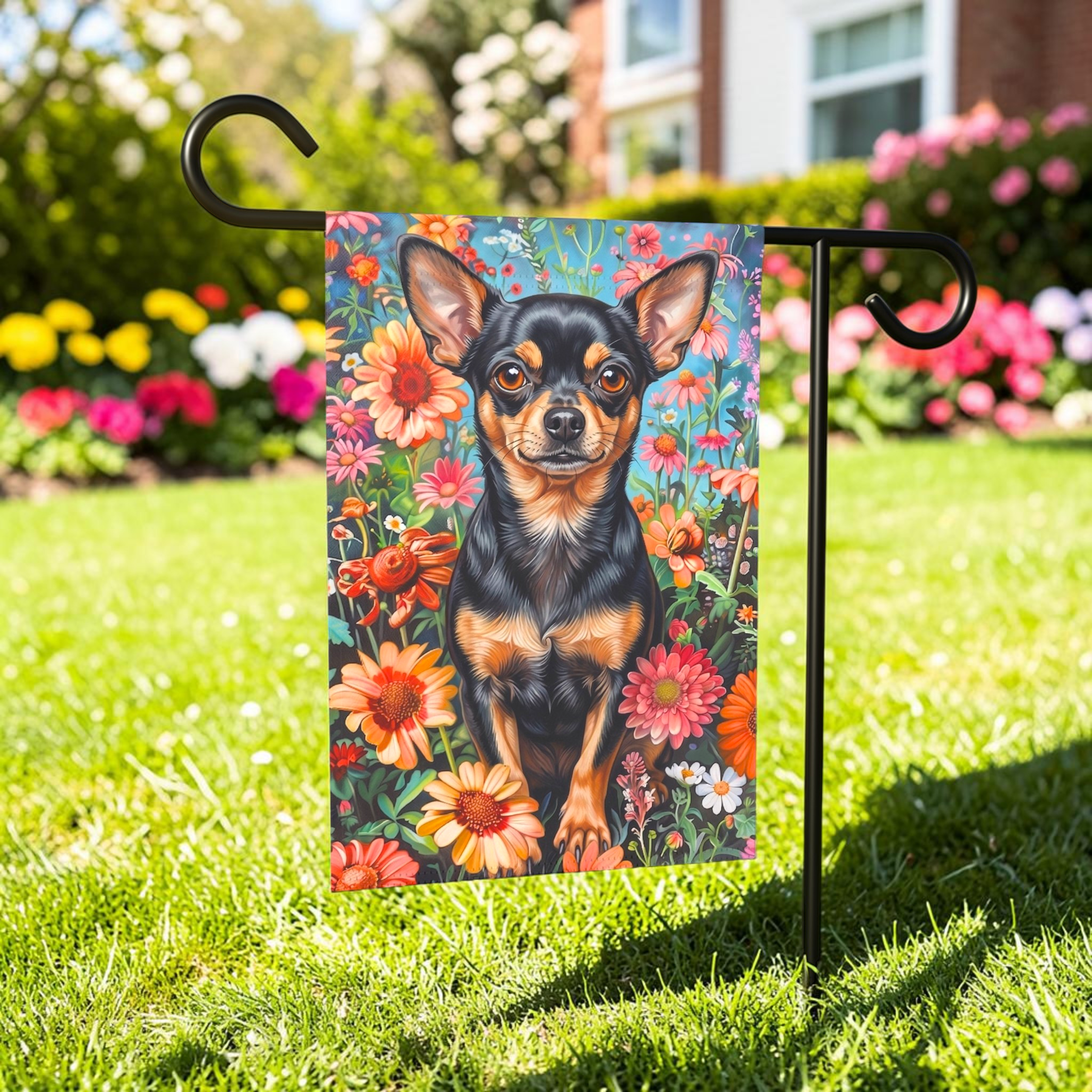 Flower Garden Short Hair Chihuahua Garden Flag