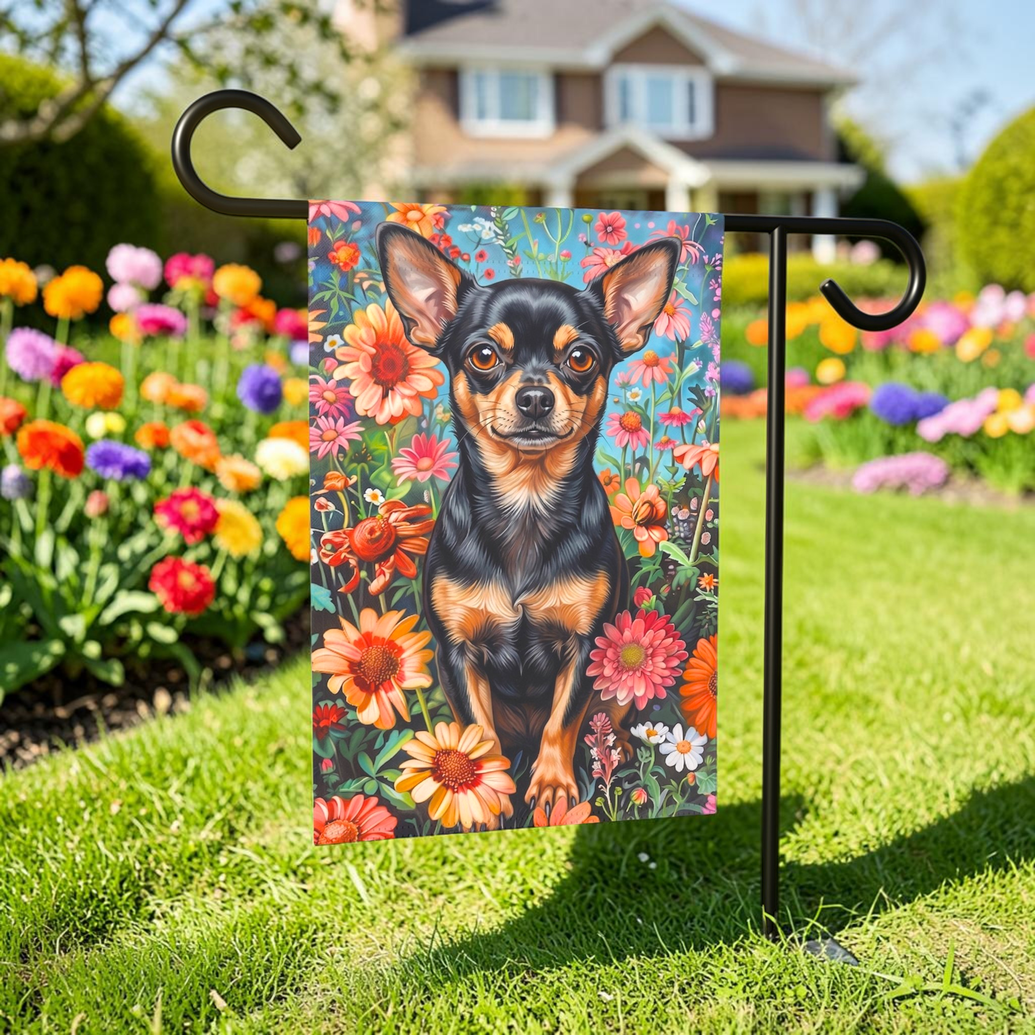 Flower Garden Short Hair Chihuahua Garden Flag