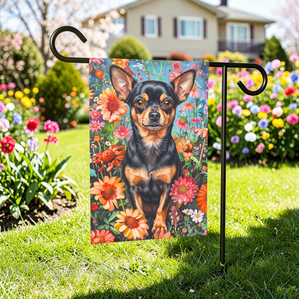 Flower Garden Short Hair Chihuahua Garden Flag