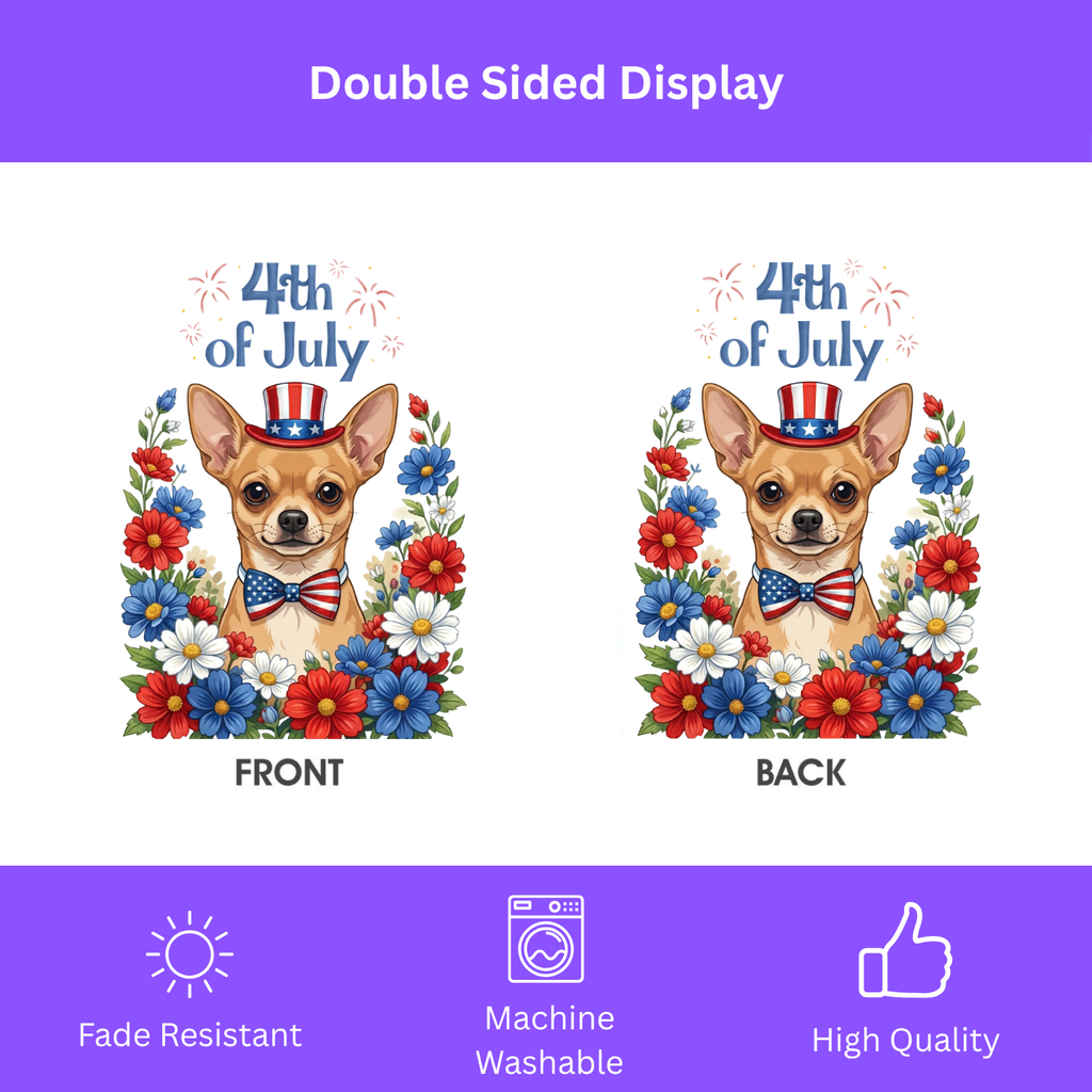 4th Of July Short Hair Chihuahua Garden Flag