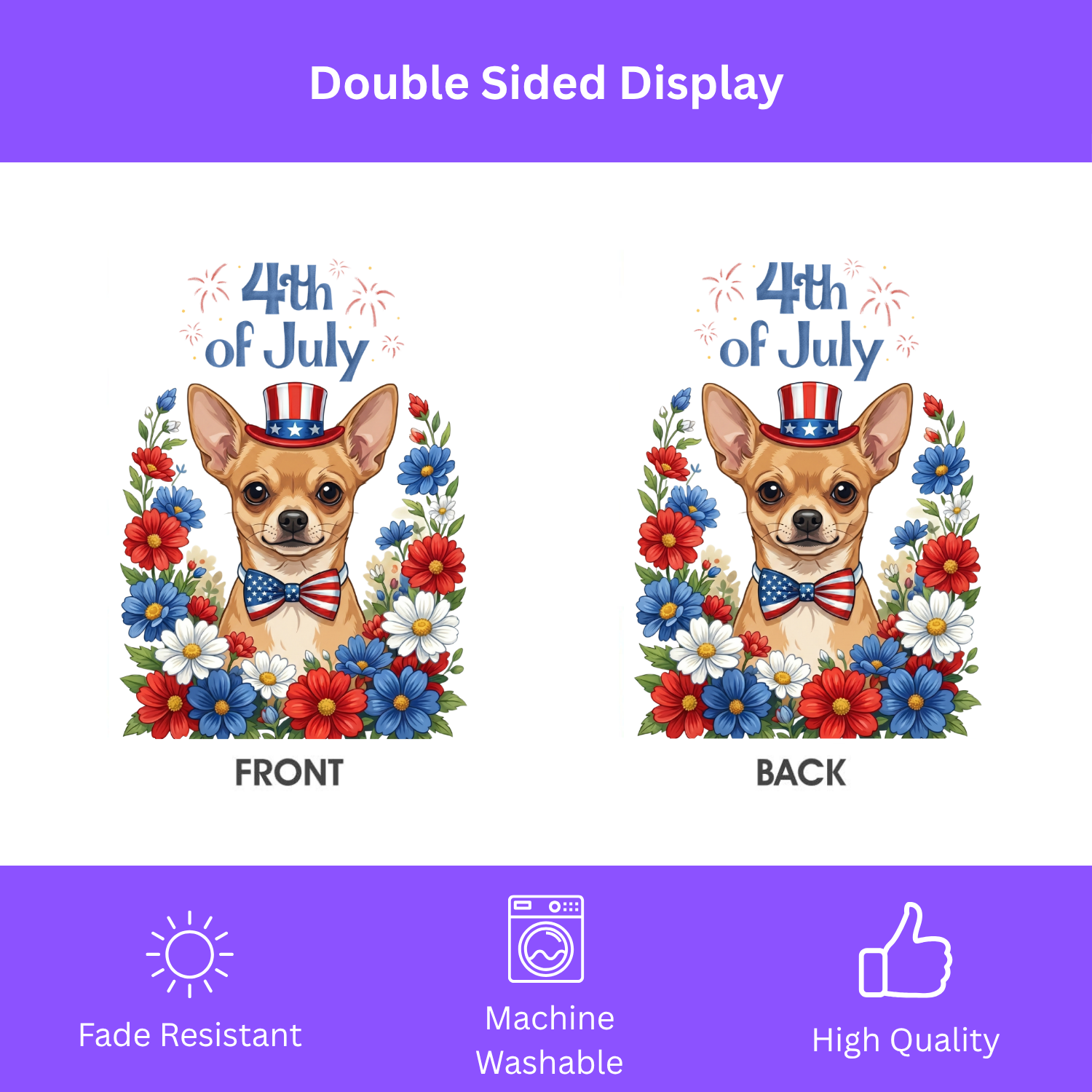 4th Of July Short Hair Chihuahua Garden Flag
