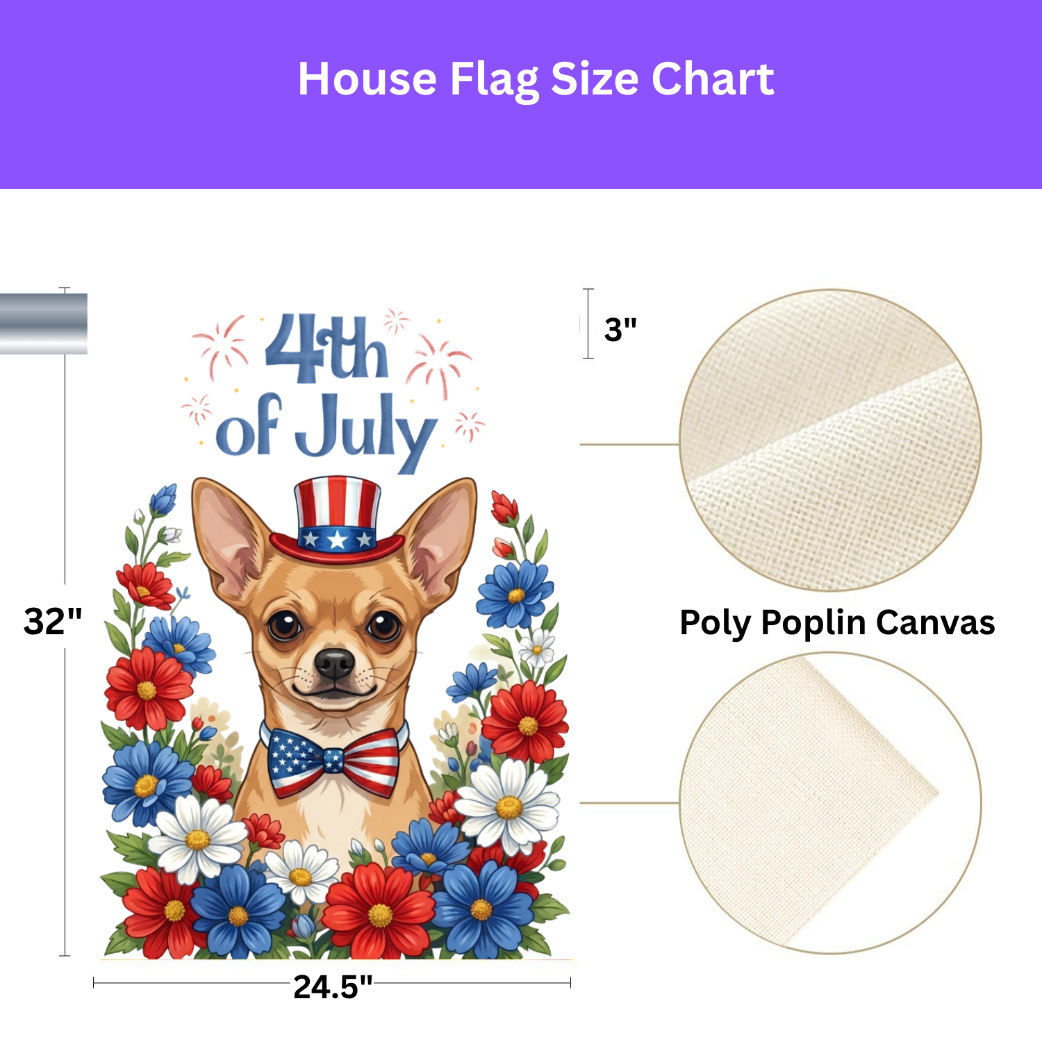 4th Of July Short Hair Chihuahua Garden Flag