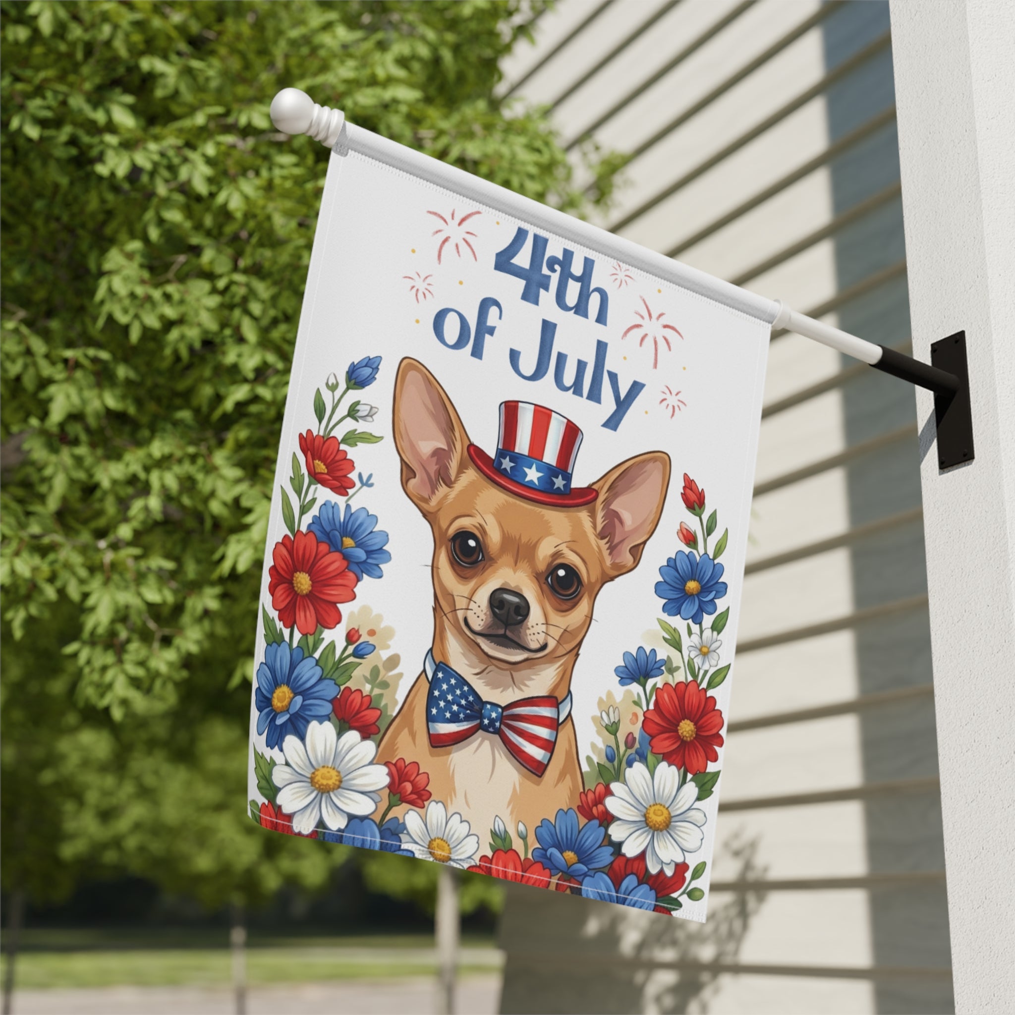 4th Of July Short Hair Chihuahua Garden Flag