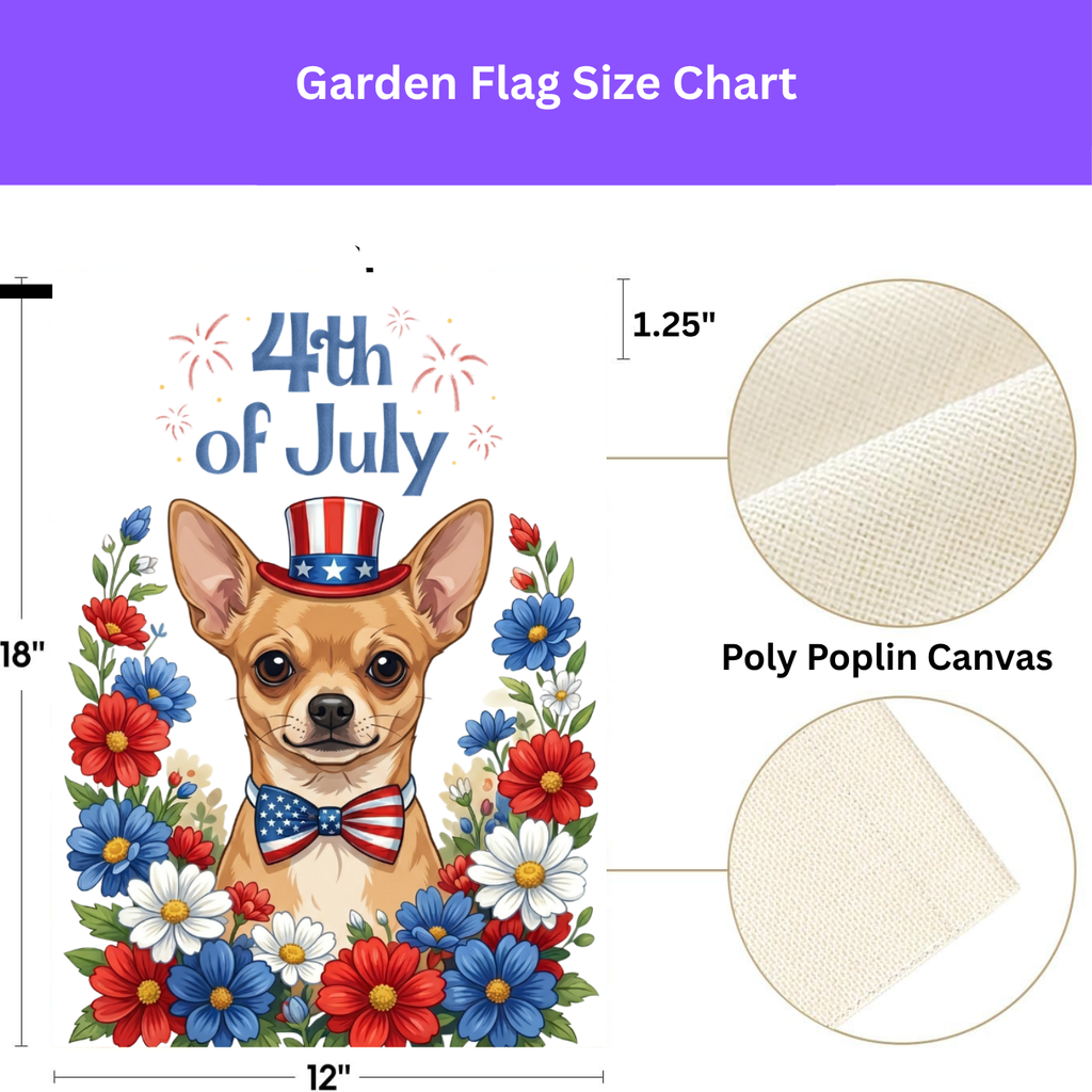 4th Of July Short Hair Chihuahua Garden Flag