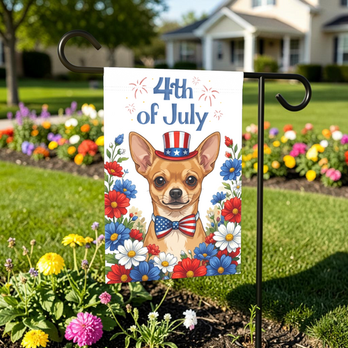 4th Of July Short Hair Chihuahua Garden Flag