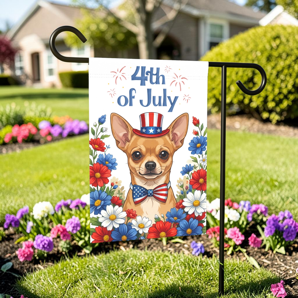 4th Of July Short Hair Chihuahua Garden Flag