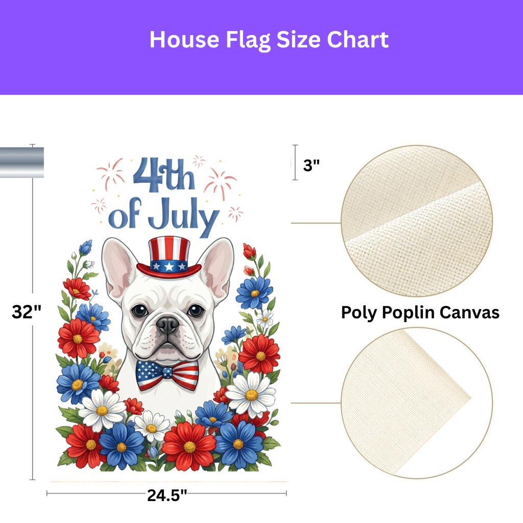 4th of July White French Bulldog Garden Flag