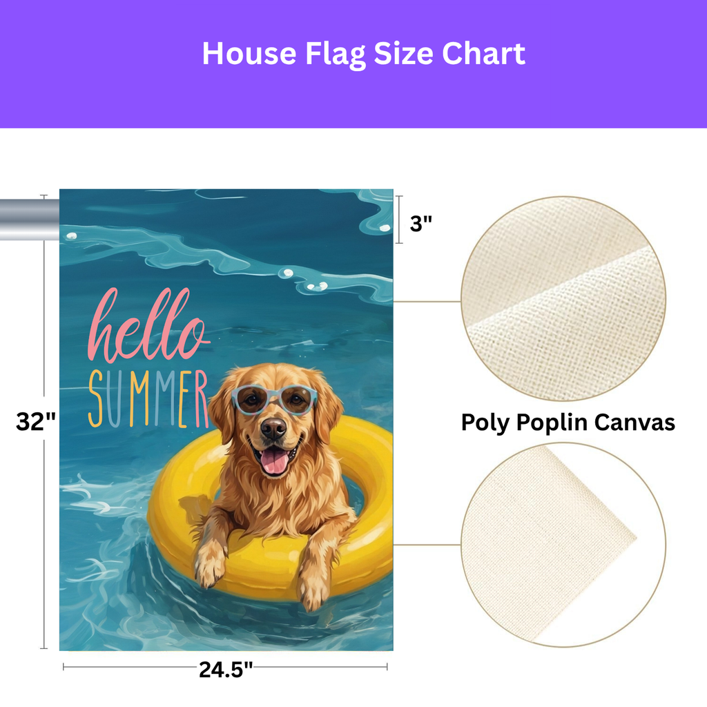 Hello Summer Golden Retriever Garden Flag