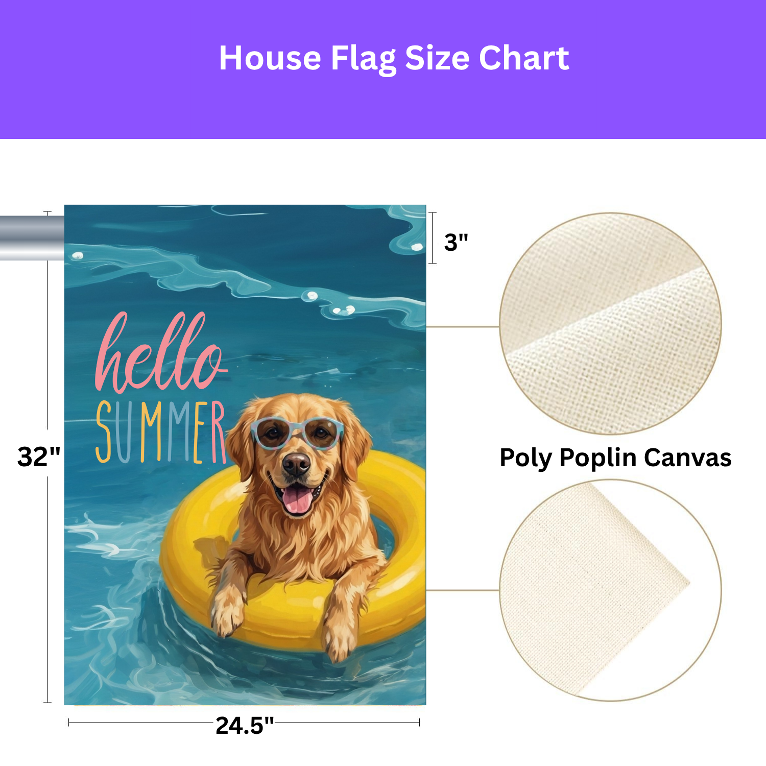 Hello Summer Golden Retriever Garden Flag