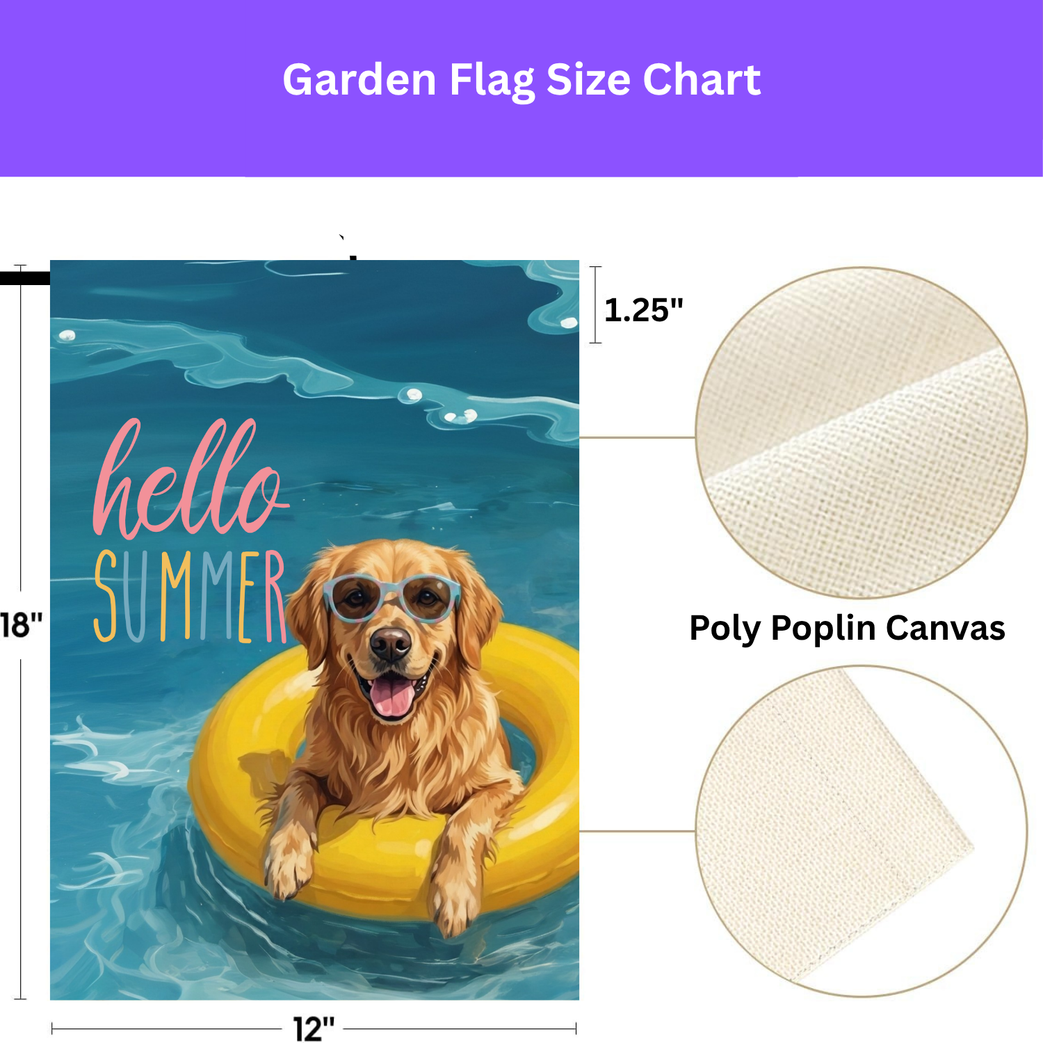 Hello Summer Golden Retriever Garden Flag