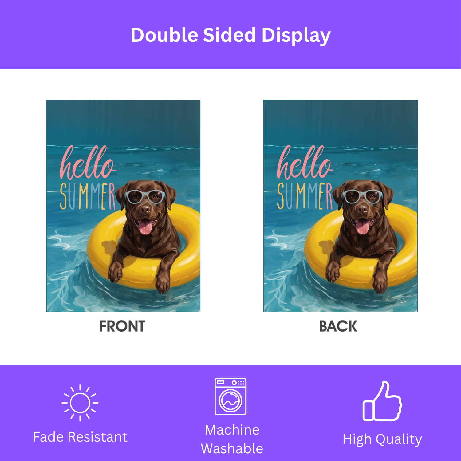 Hello Summer Chocolate Labrador Retriever Garden Flag