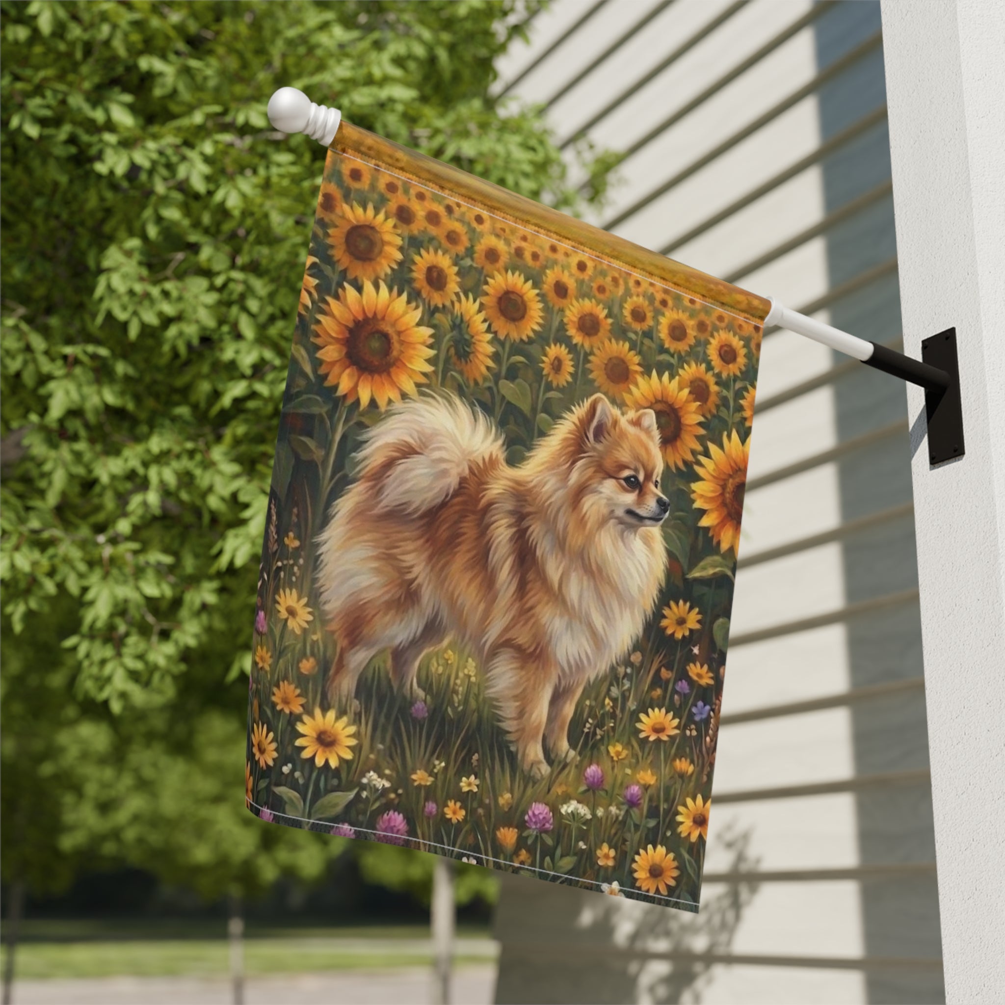 Sunflower Field Pomeranian Garden Flag