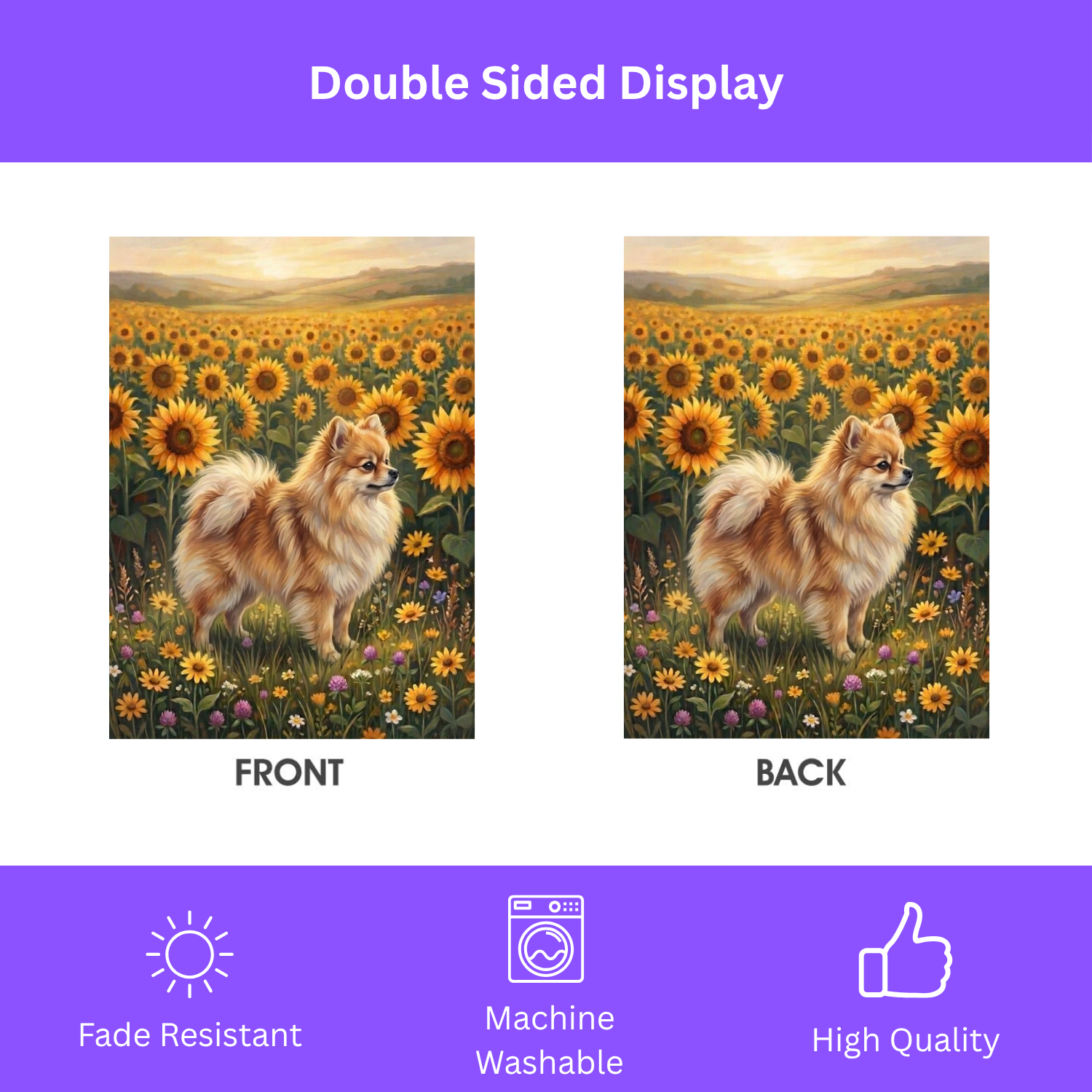 Sunflower Field Pomeranian Garden Flag