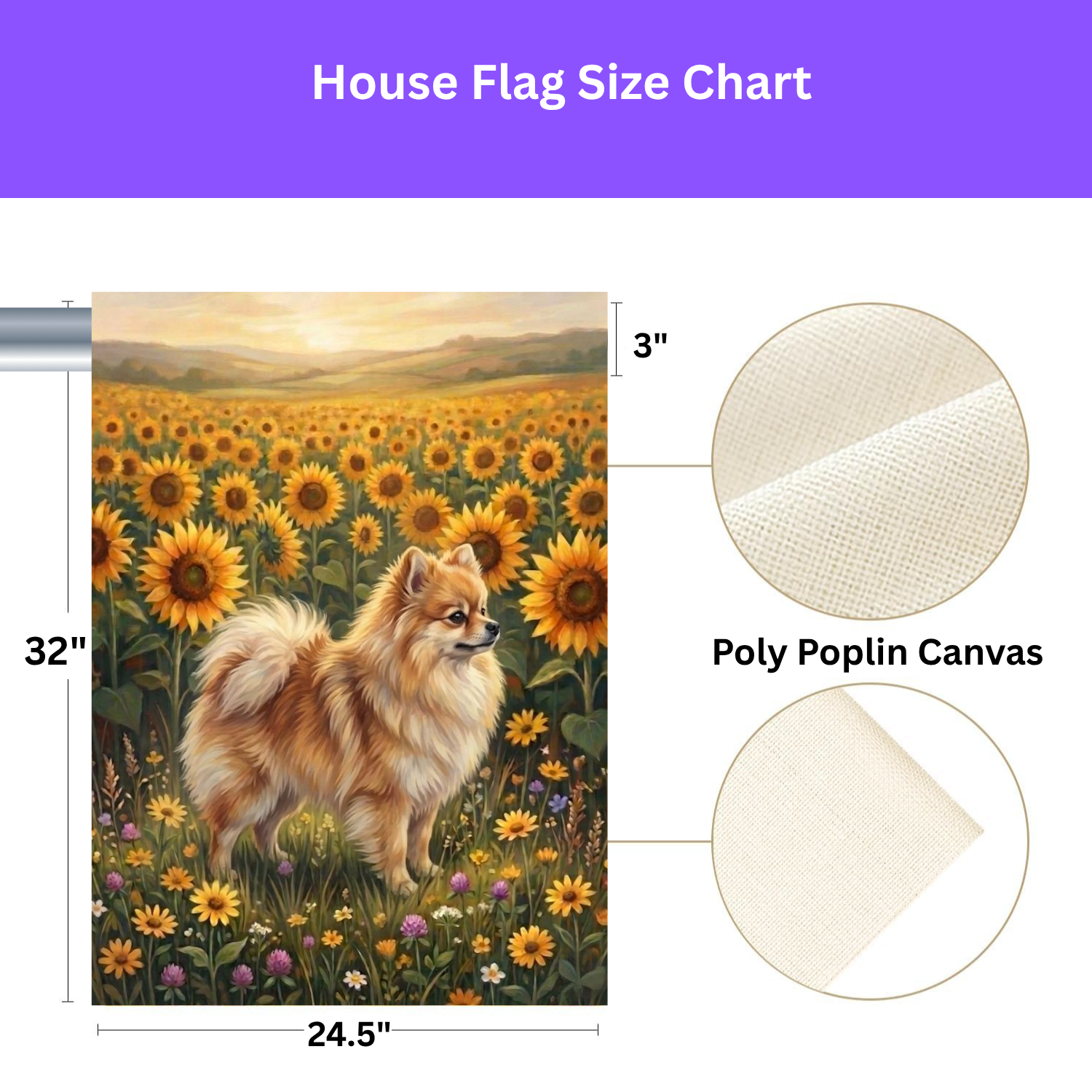 Sunflower Field Pomeranian Garden Flag