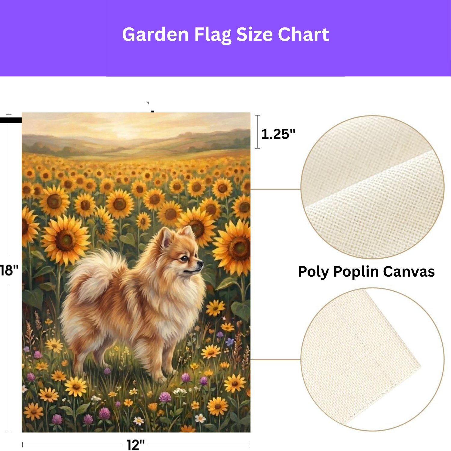 Sunflower Field Pomeranian Garden Flag