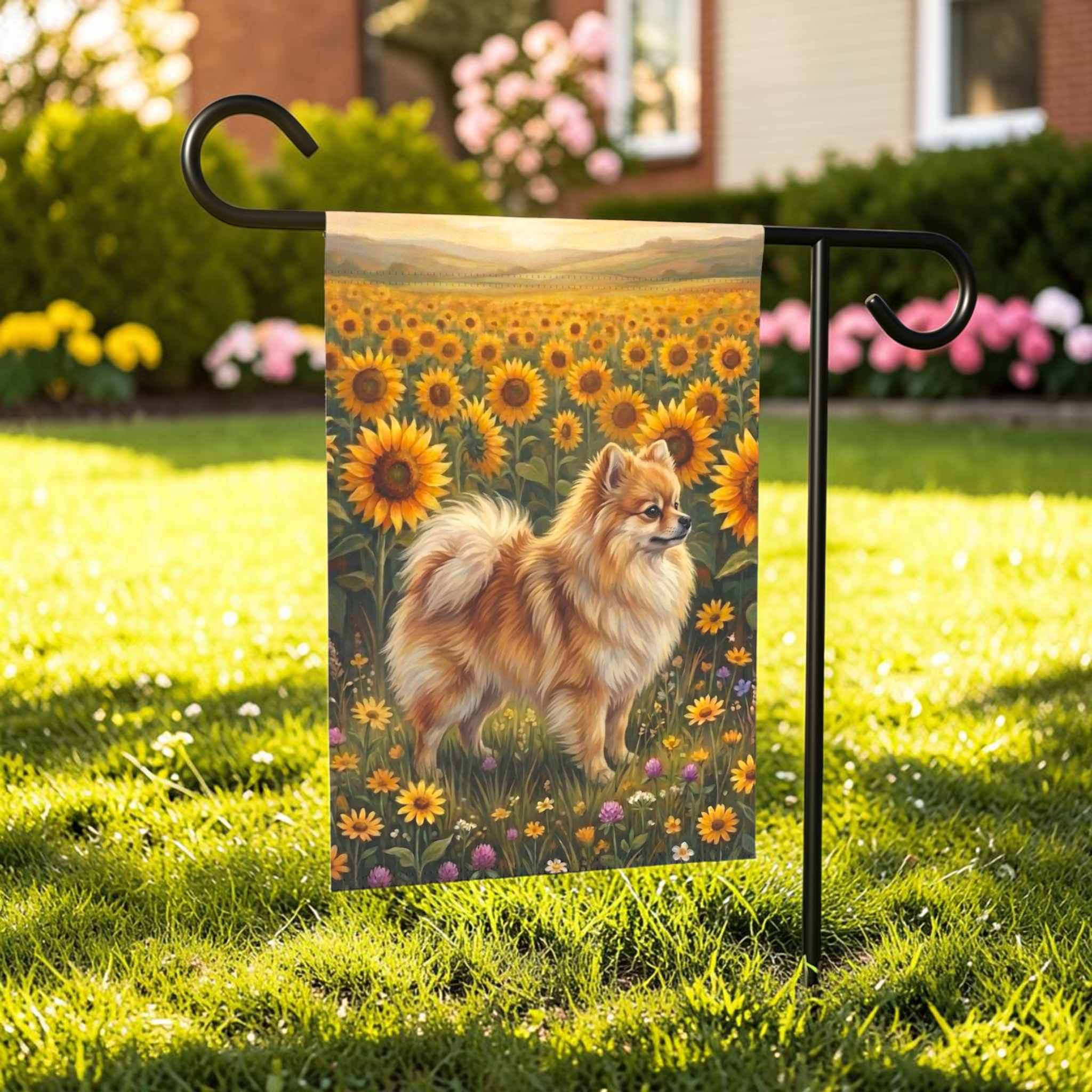 Sunflower Field Pomeranian Garden Flag