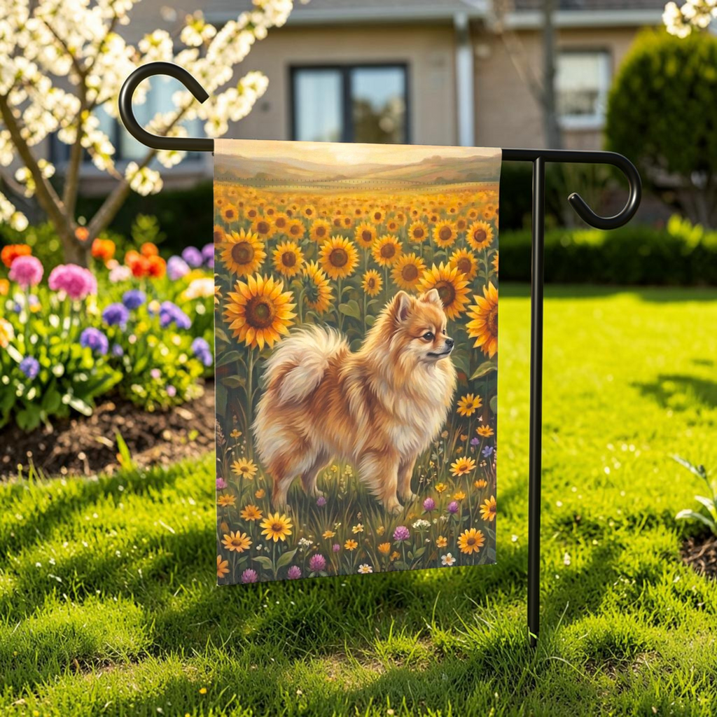 Sunflower Field Pomeranian Garden Flag