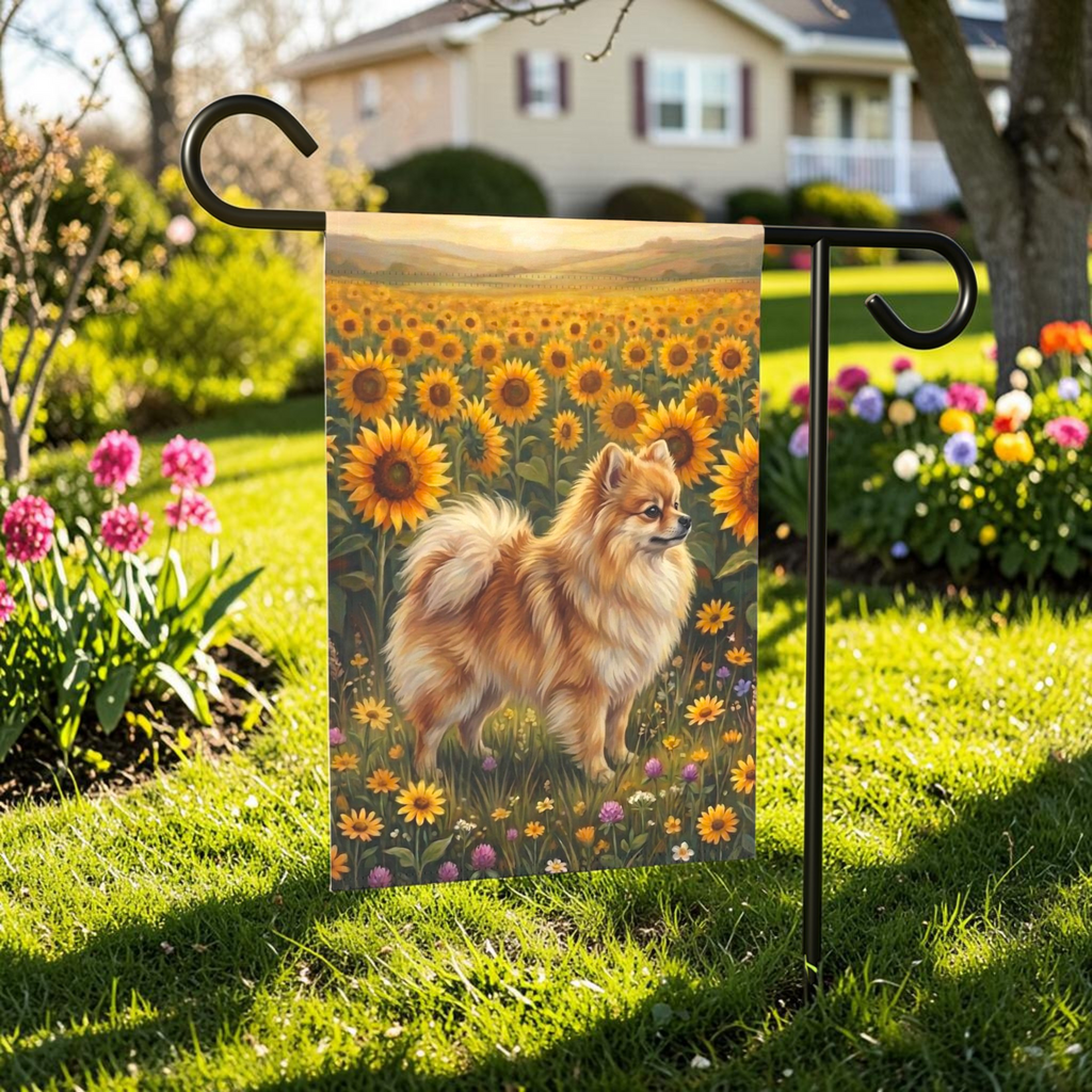 Sunflower Field Pomeranian Garden Flag