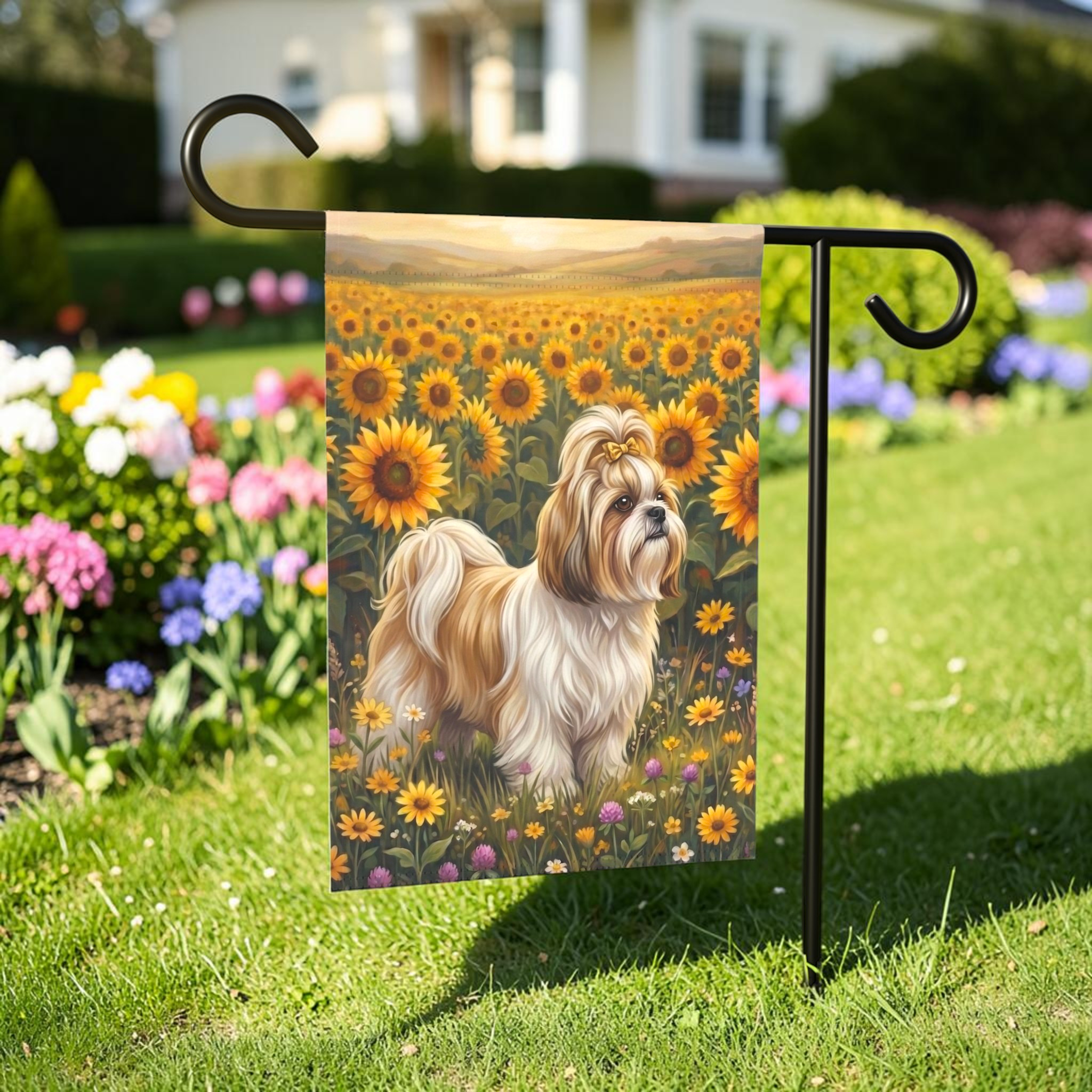Sunflower Field Shih Tzu Garden Flag