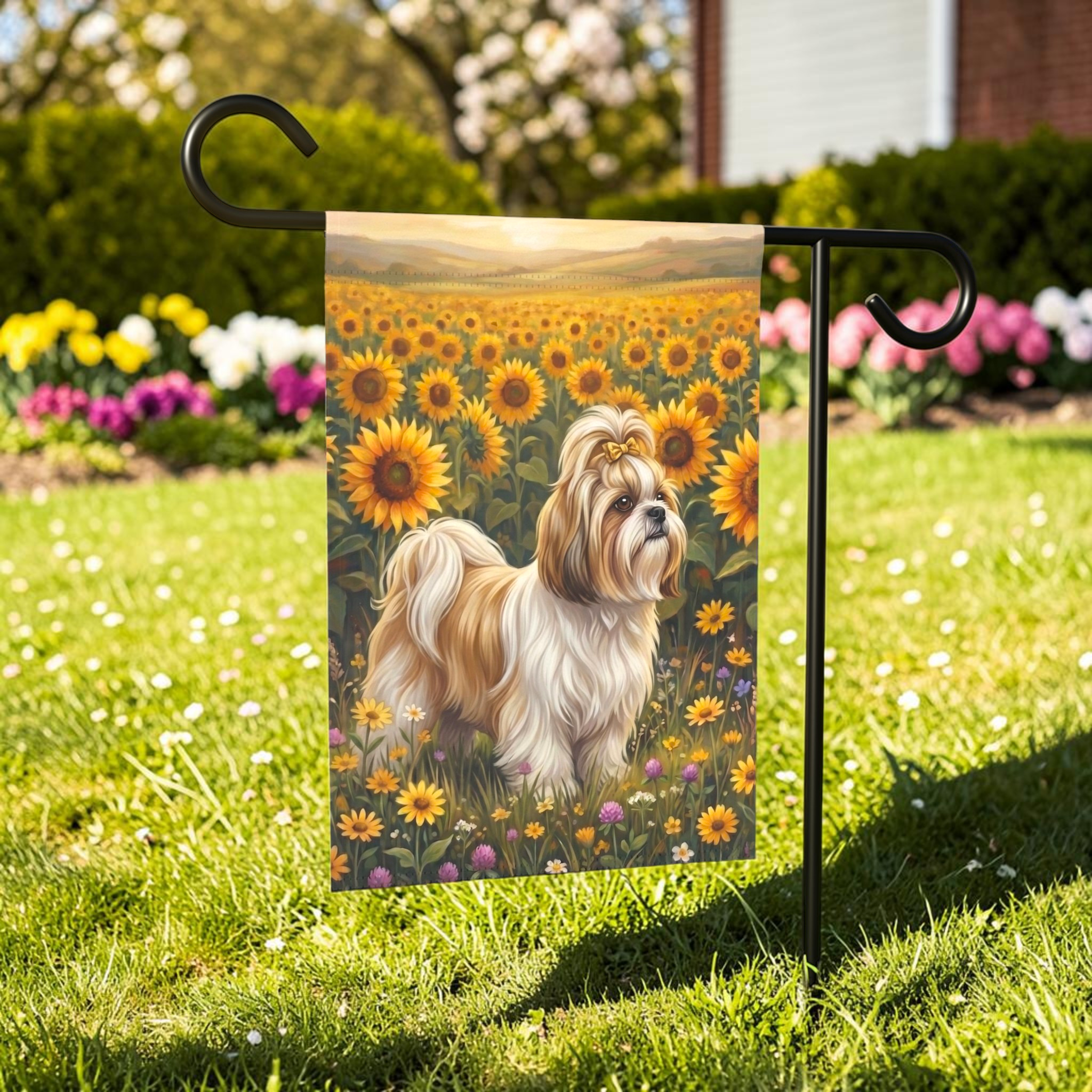 Sunflower Field Shih Tzu Garden Flag