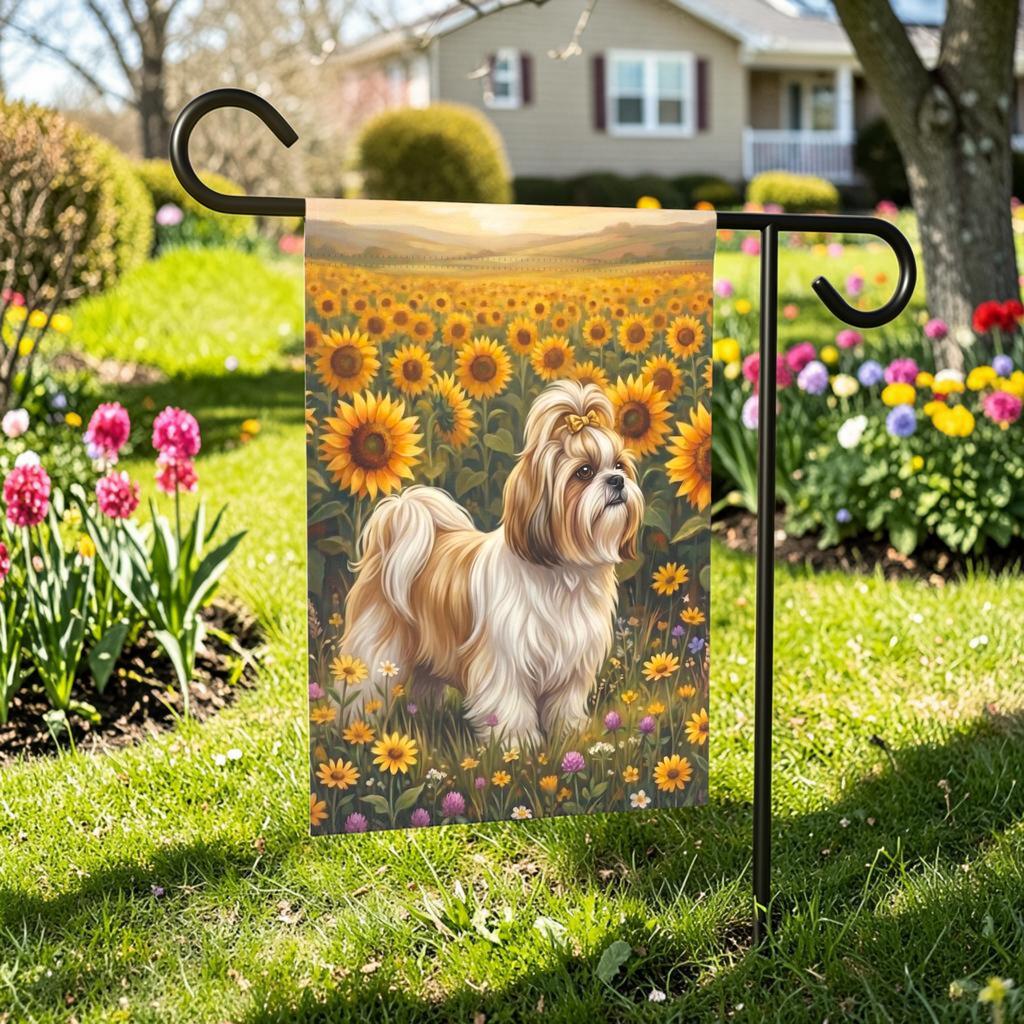 Sunflower Field Shih Tzu Garden Flag