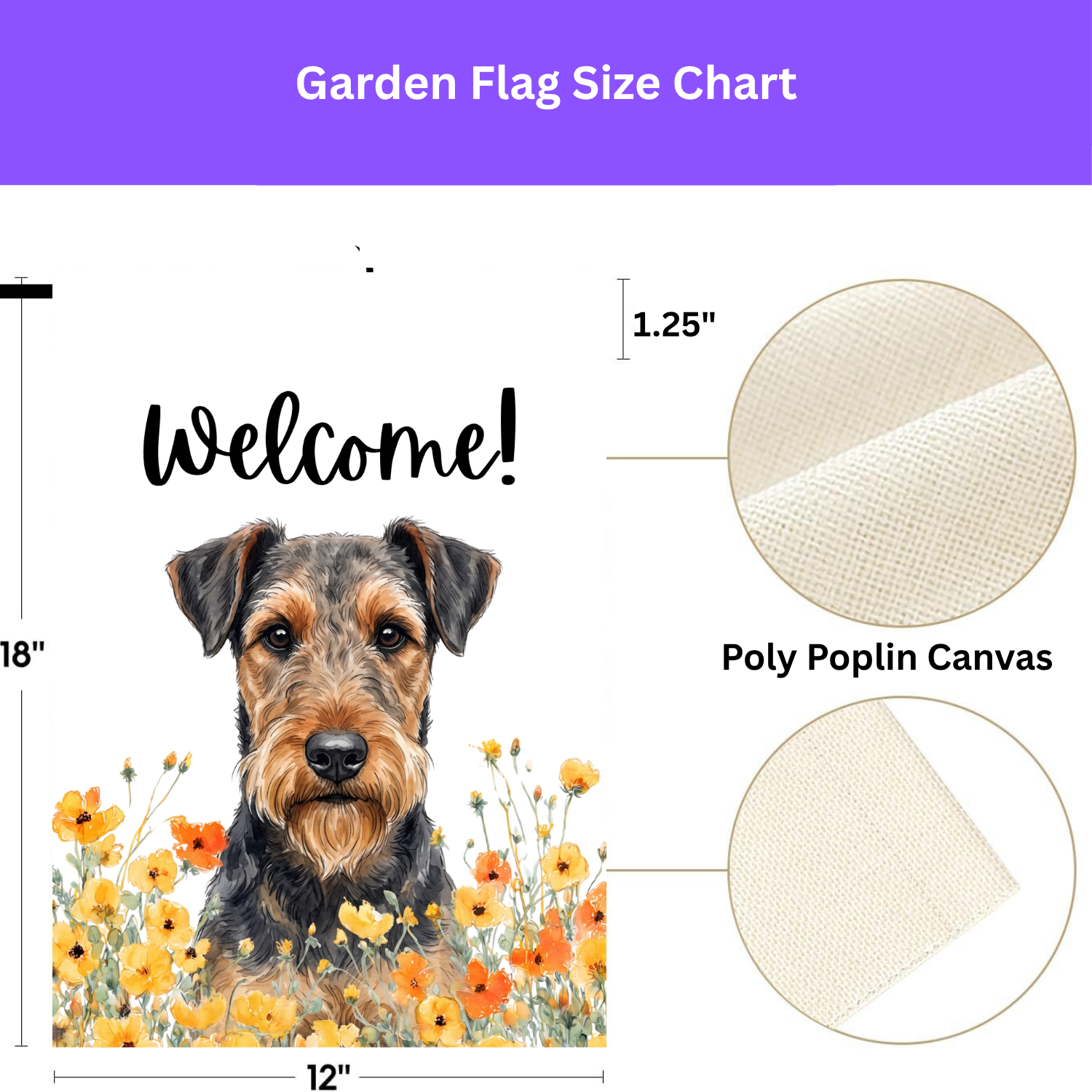 Yellow Poppies Airedale Terrier Welcome Garden Flag
