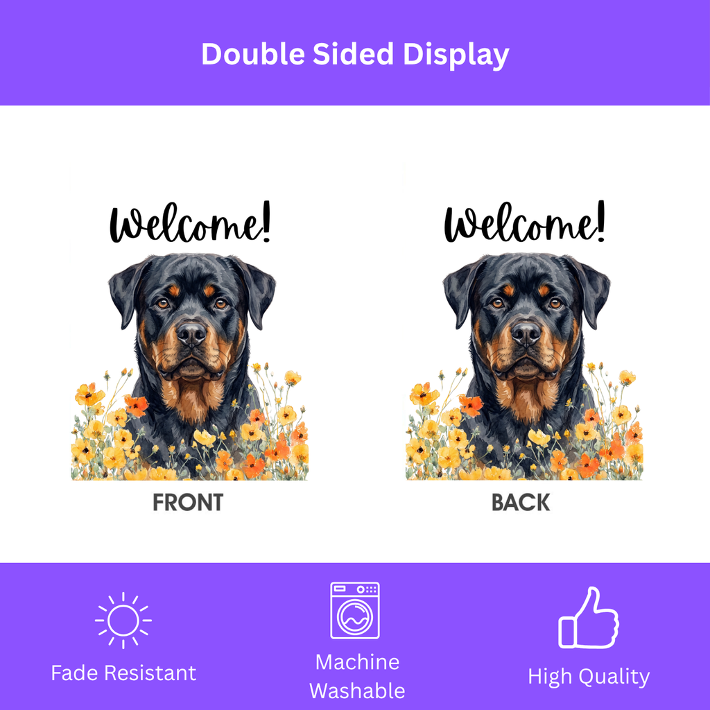 Yellow Poppies Rottweiler Welcome Garden Flag