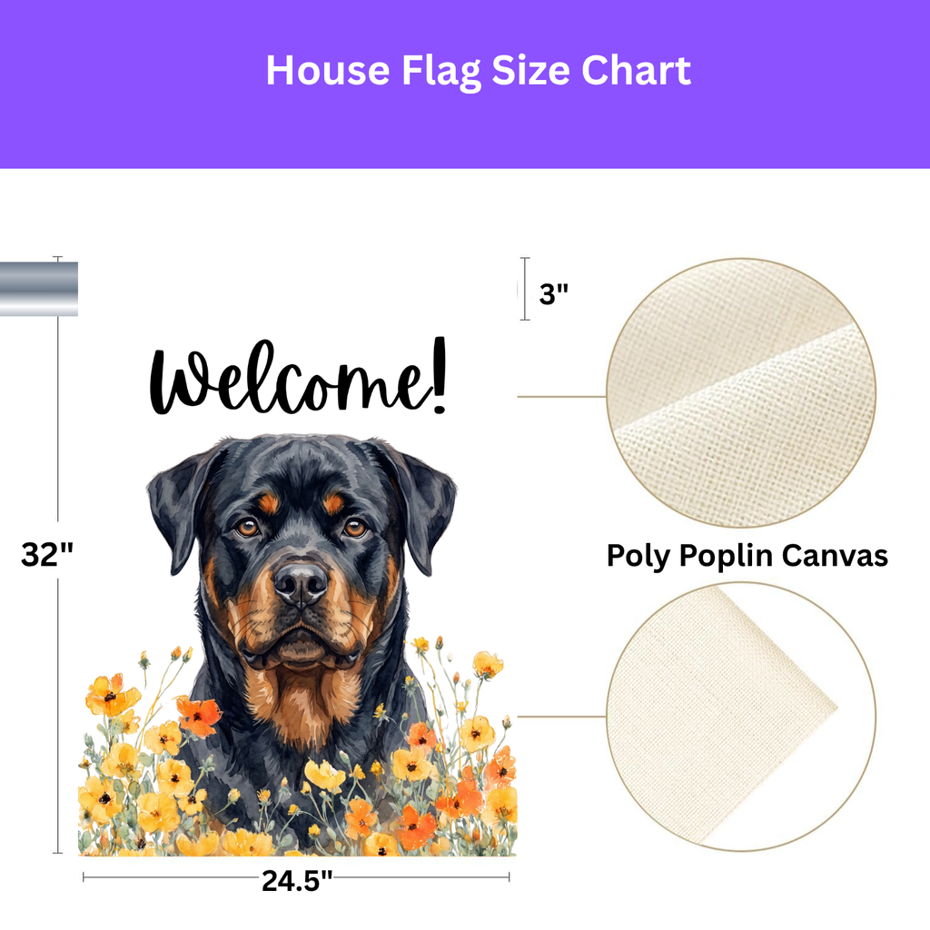 Yellow Poppies Rottweiler Welcome Garden Flag