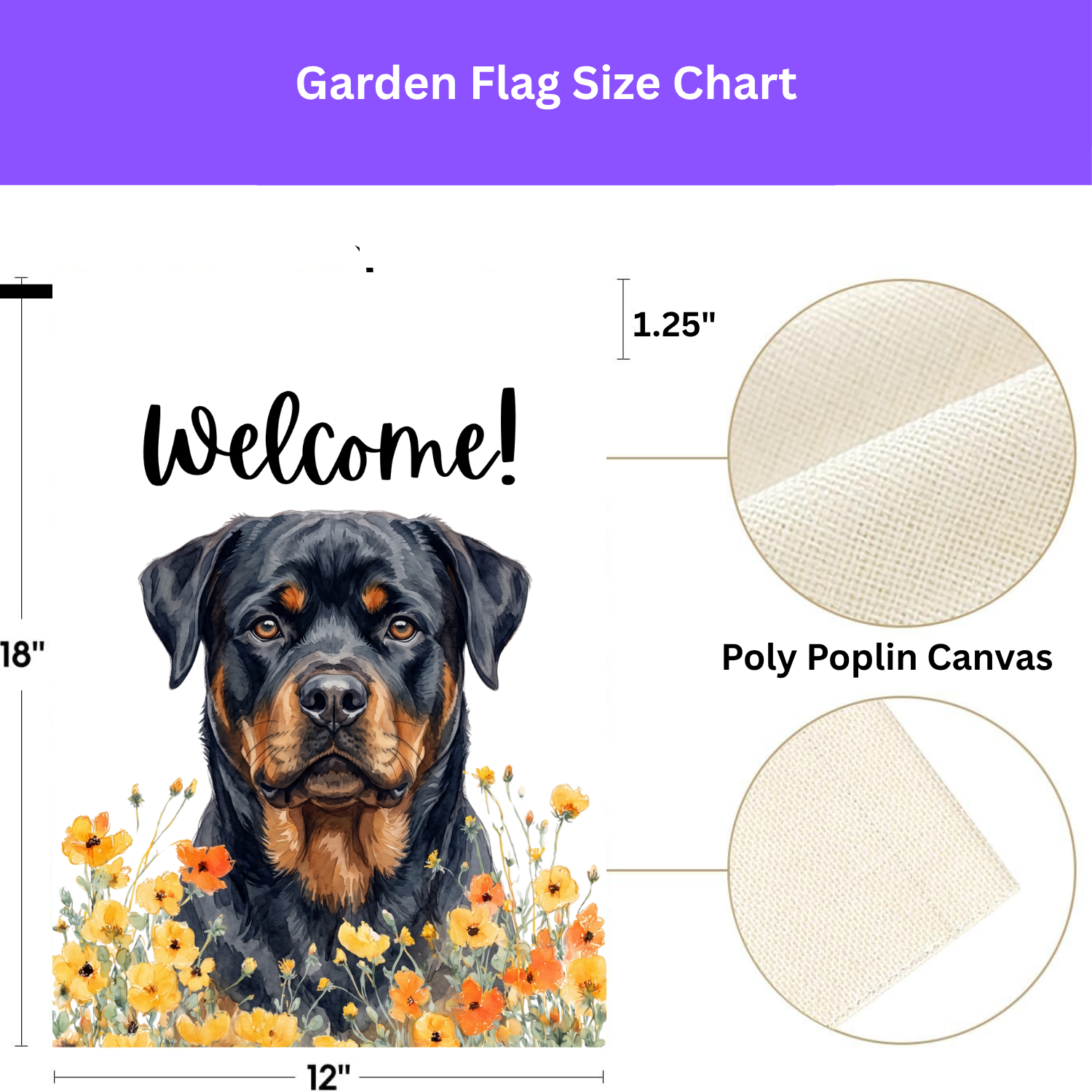 Yellow Poppies Rottweiler Welcome Garden Flag