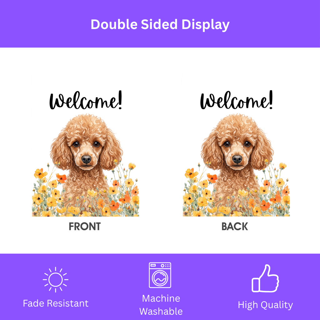 Yellow Poppies Chocolate Toy Poodle Welcome Garden Flag